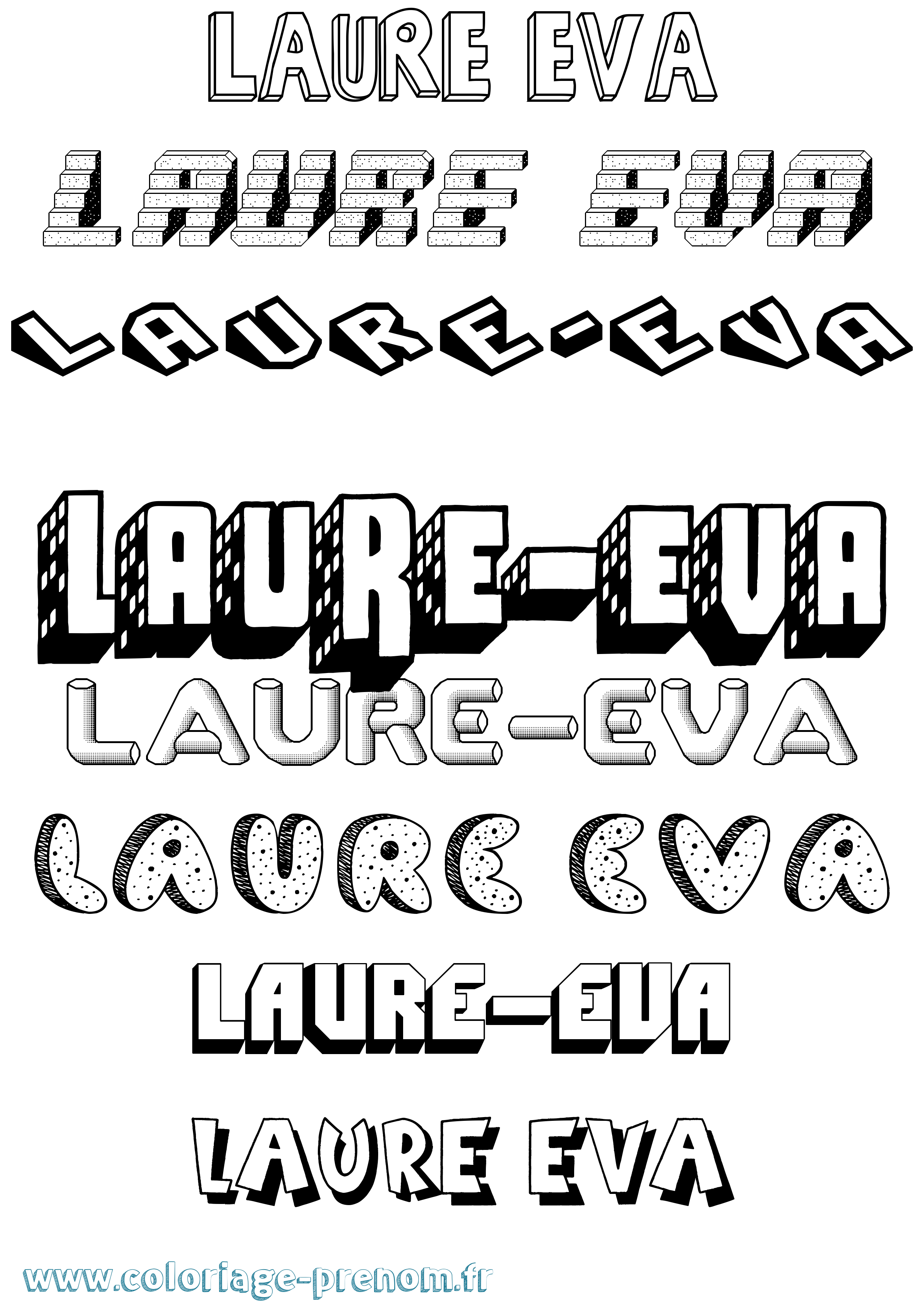 Coloriage Laure-Eva Effet 3D Coloriage prénom Laure-Eva Effet 3D