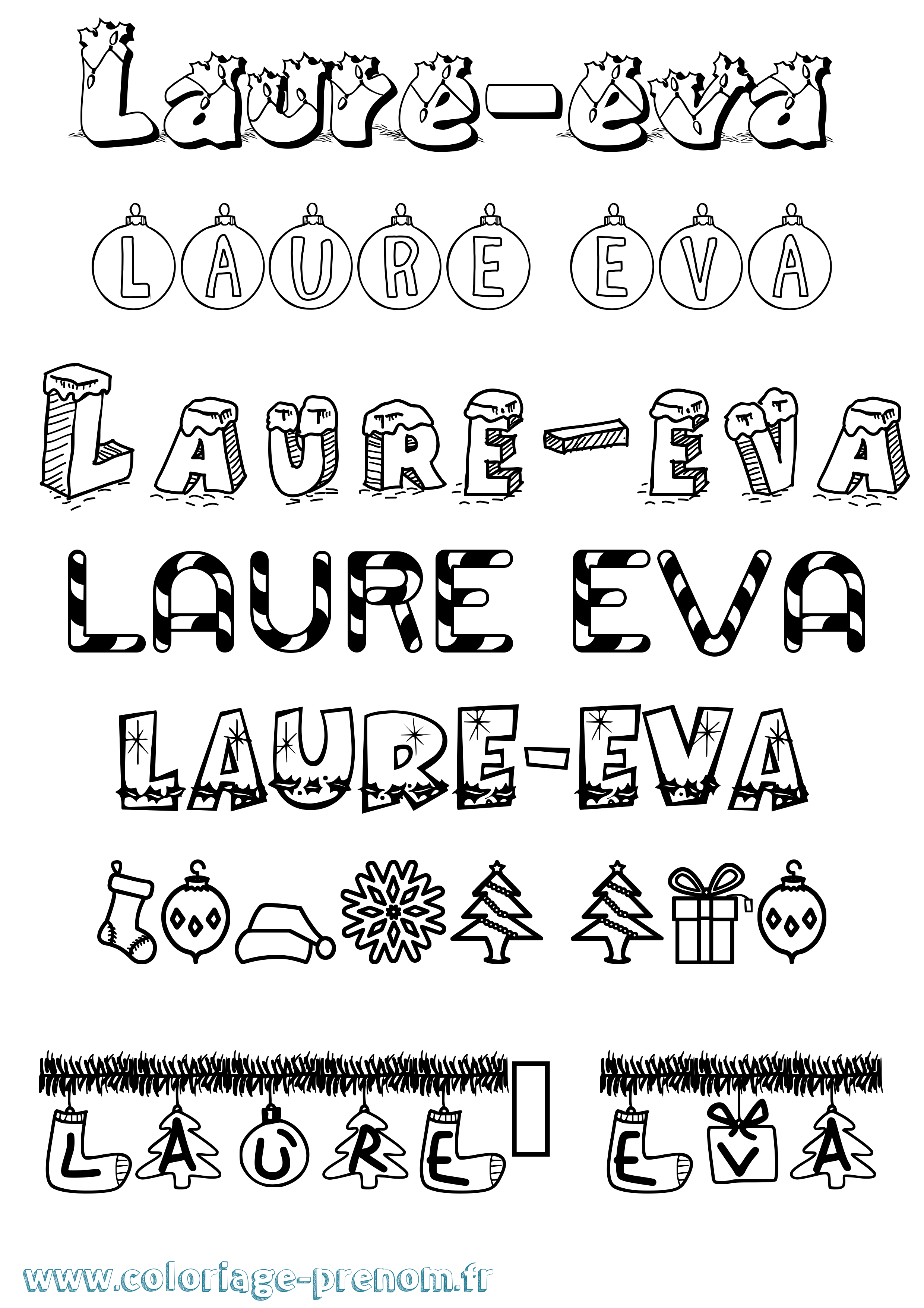 Coloriage Laure-Eva Noël Coloriage prénom Laure-Eva Noël