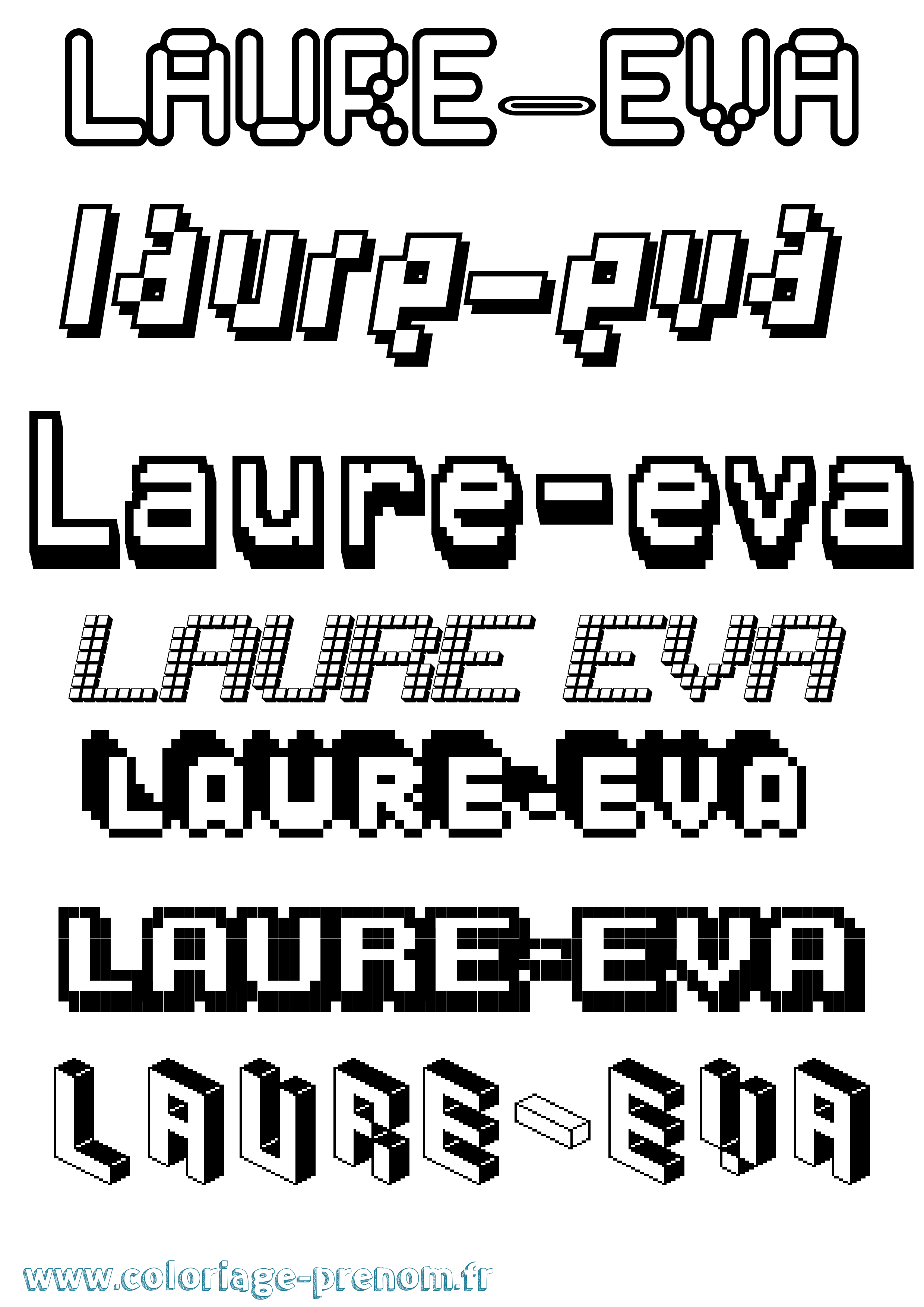 Coloriage Laure-Eva Pixel Coloriage prénom Laure-Eva Pixel