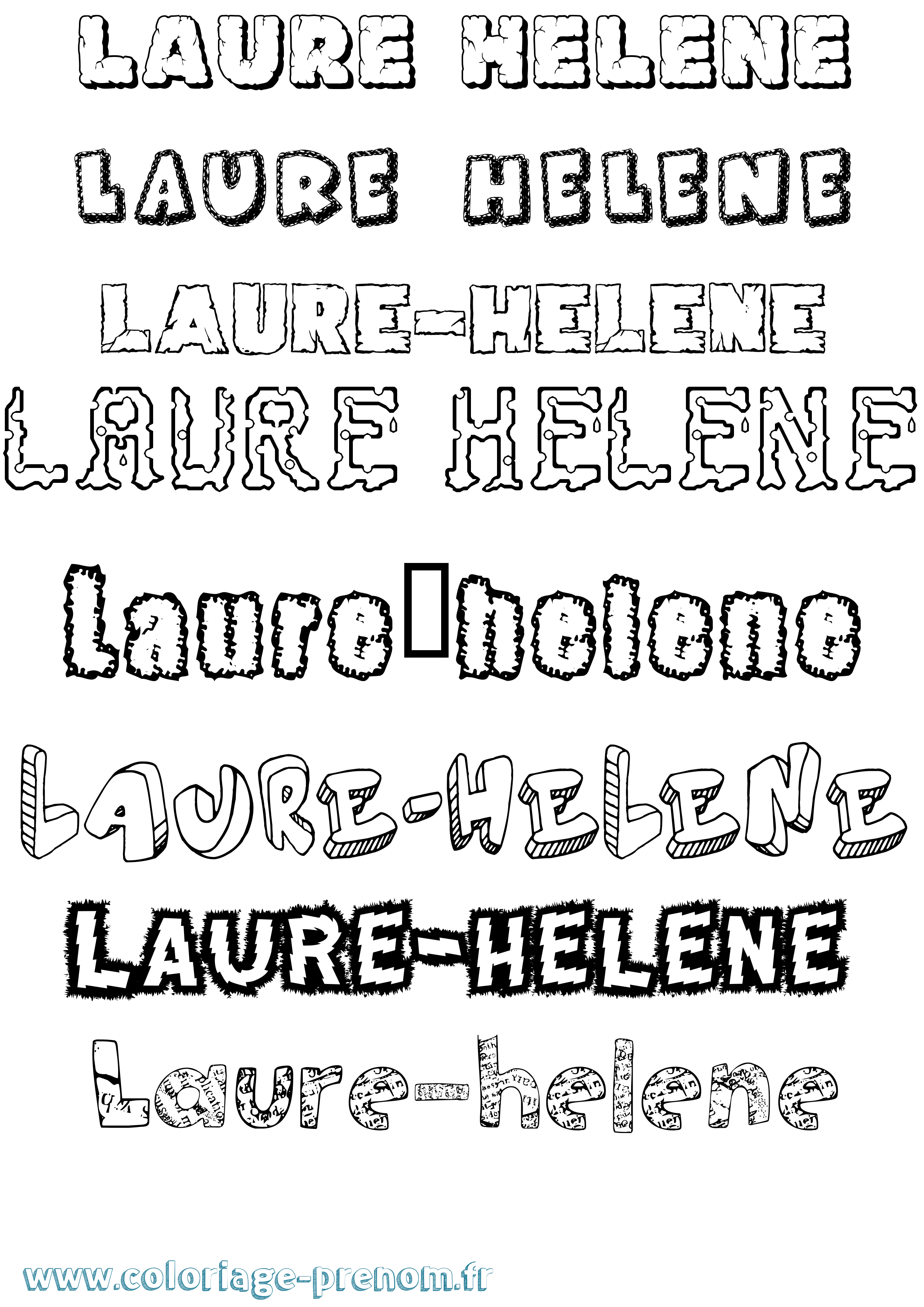 Coloriage Laure-Hélène Destructuré Coloriage prénom Laure-Hélène Destructuré