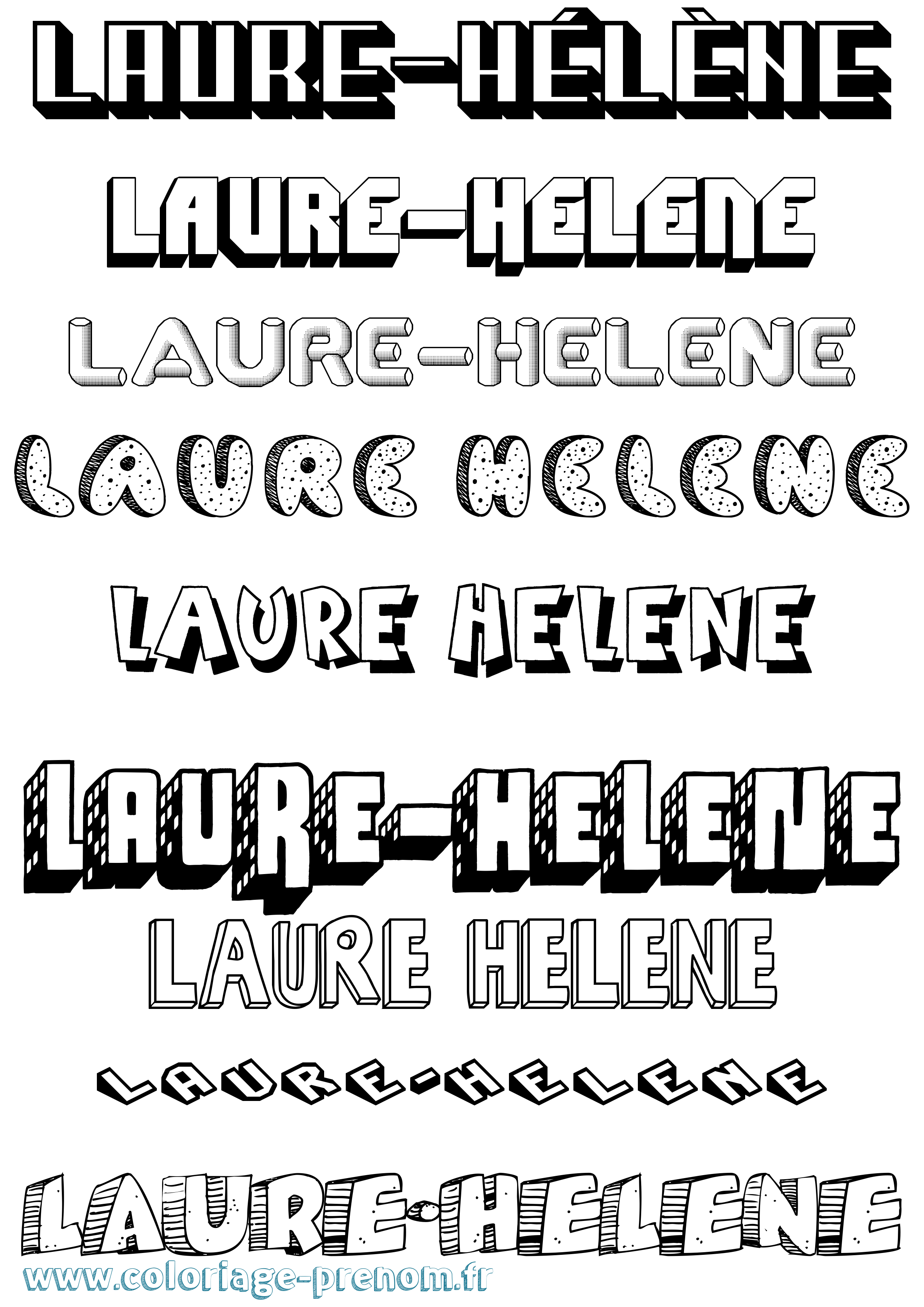 Coloriage Laure-Hélène Effet 3D Coloriage prénom Laure-Hélène Effet 3D