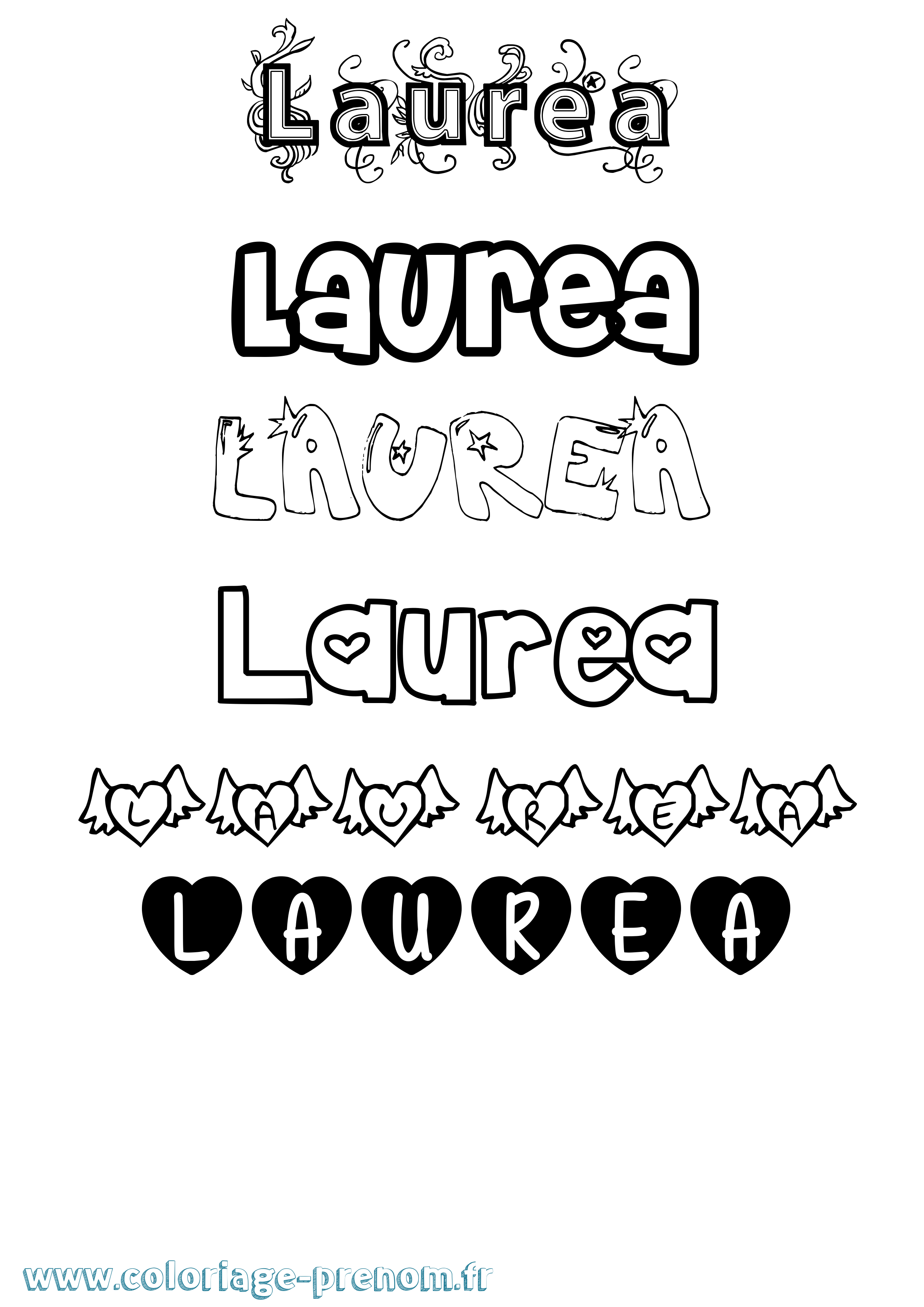 Coloriage Laurea Girly Coloriage prénom Laurea Girly