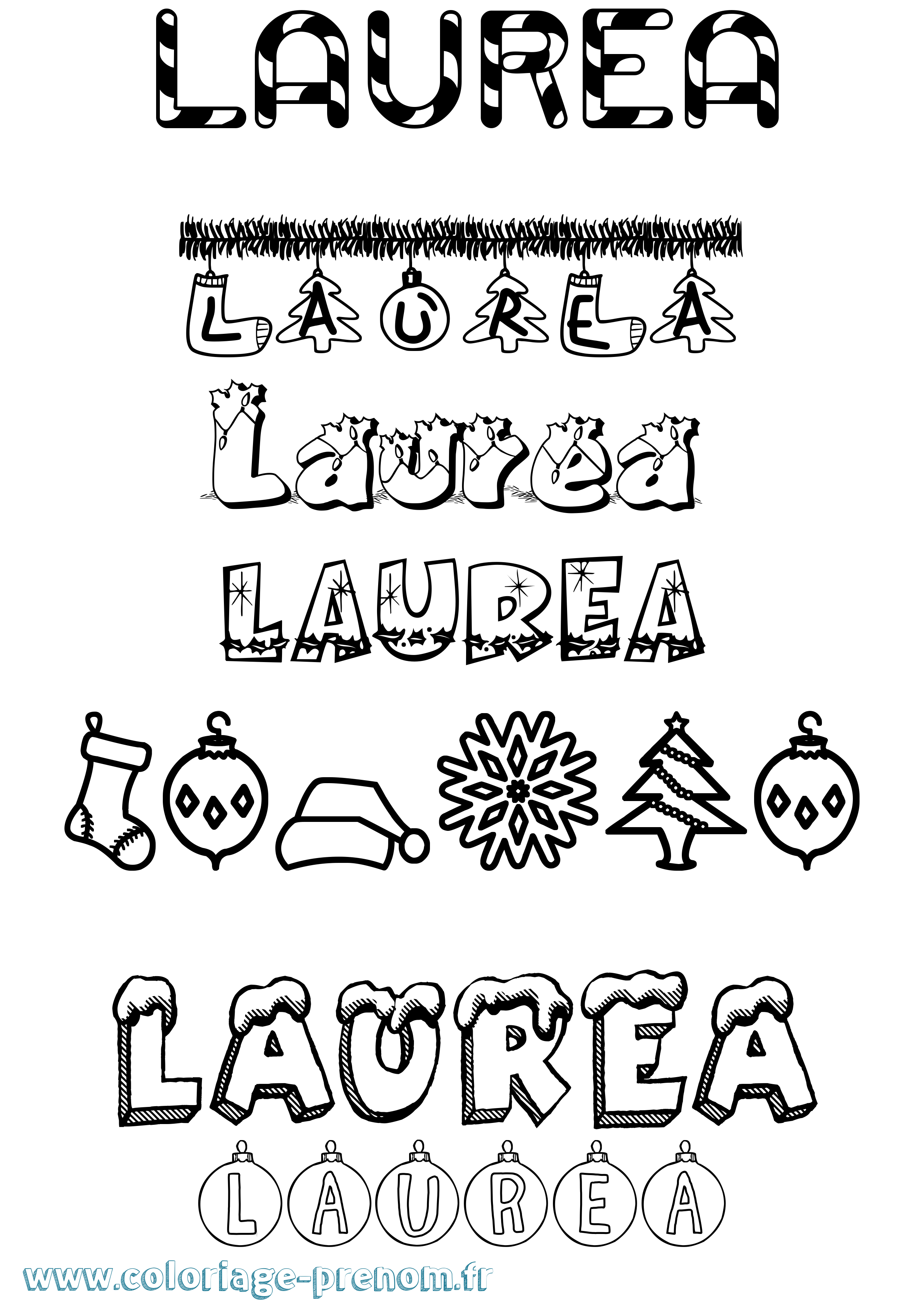 Coloriage Laurea Noël Coloriage prénom Laurea Noël