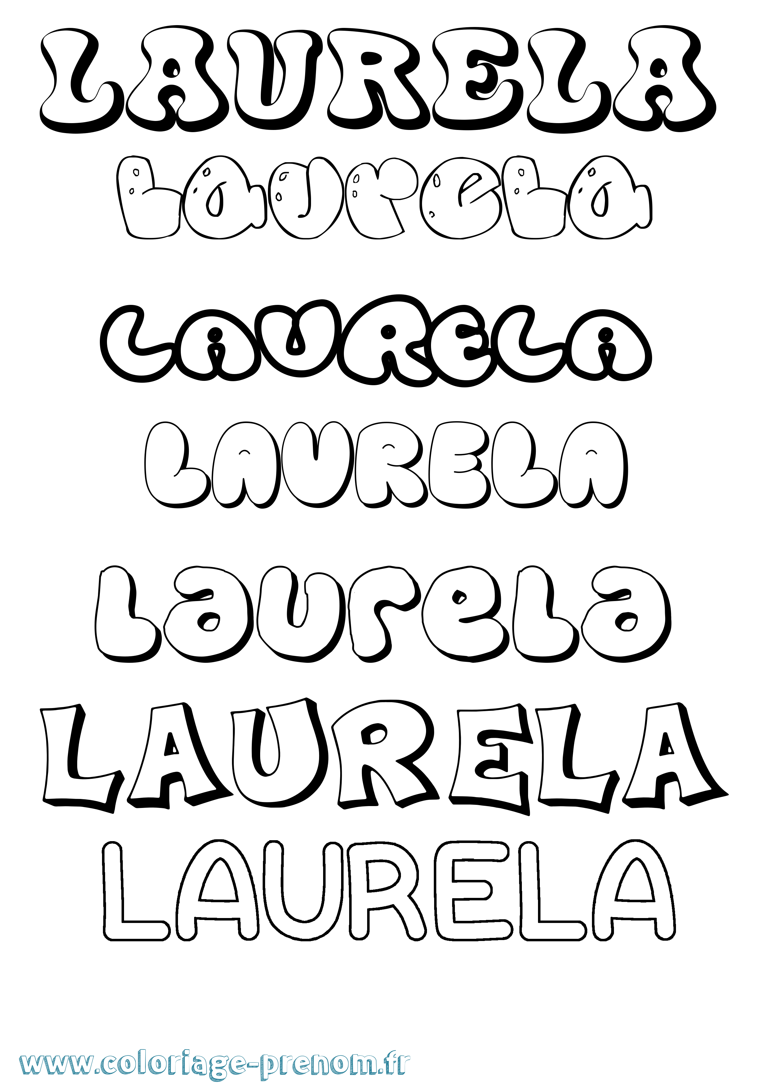 Coloriage Laurela Bubble Coloriage prénom Laurela Bubble