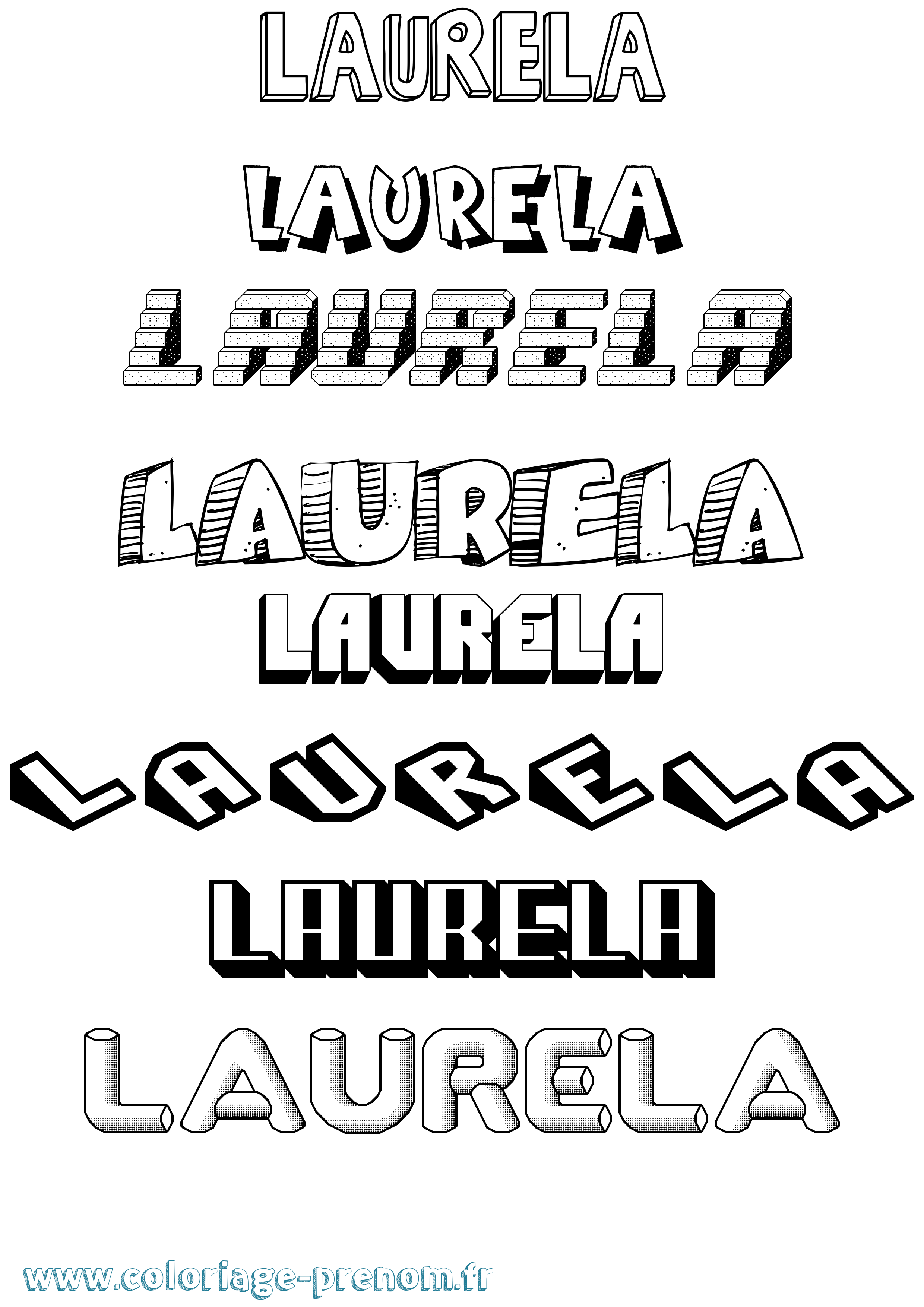 Coloriage Laurela Effet 3D Coloriage prénom Laurela Effet 3D
