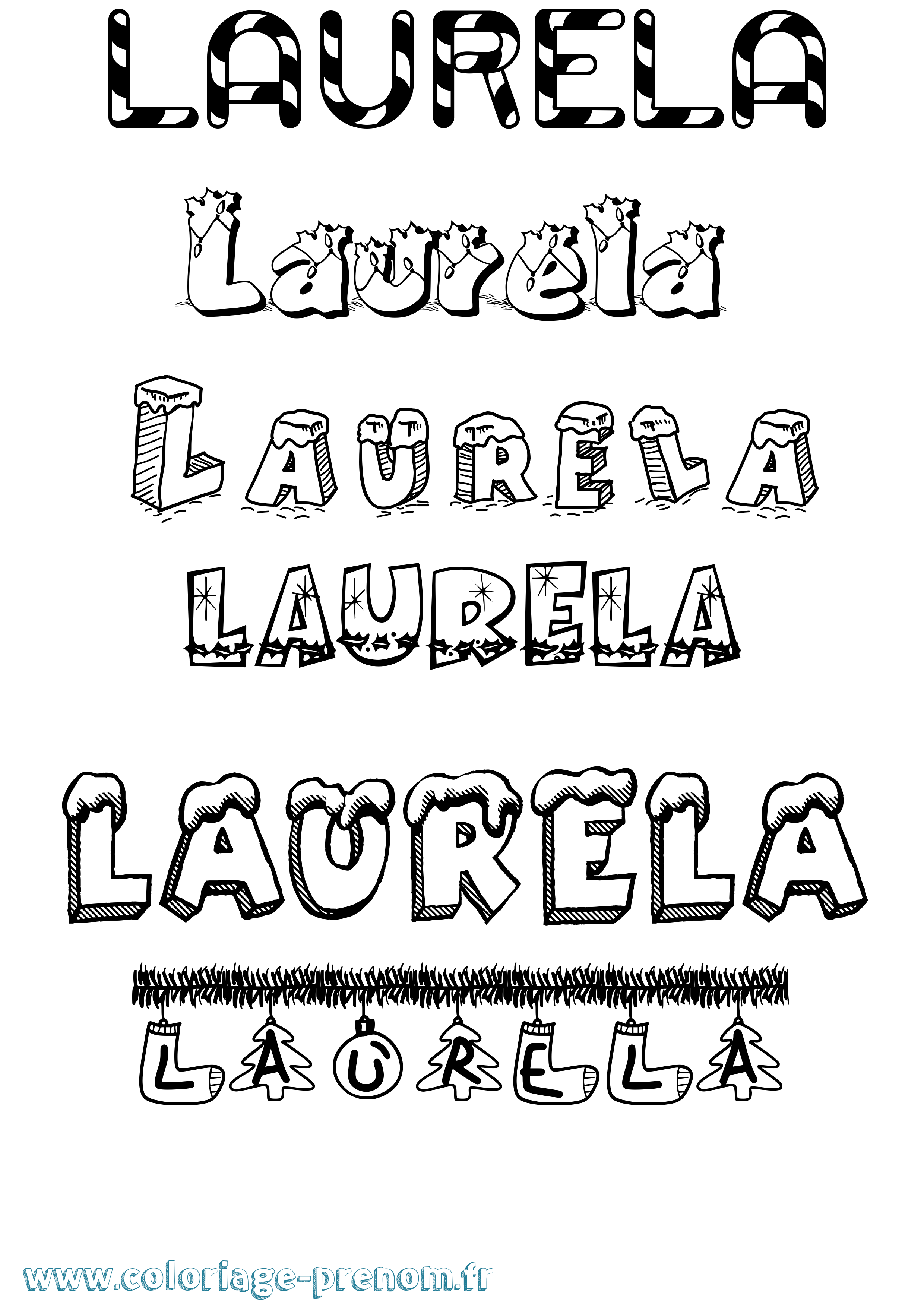Coloriage Laurela Noël Coloriage prénom Laurela Noël