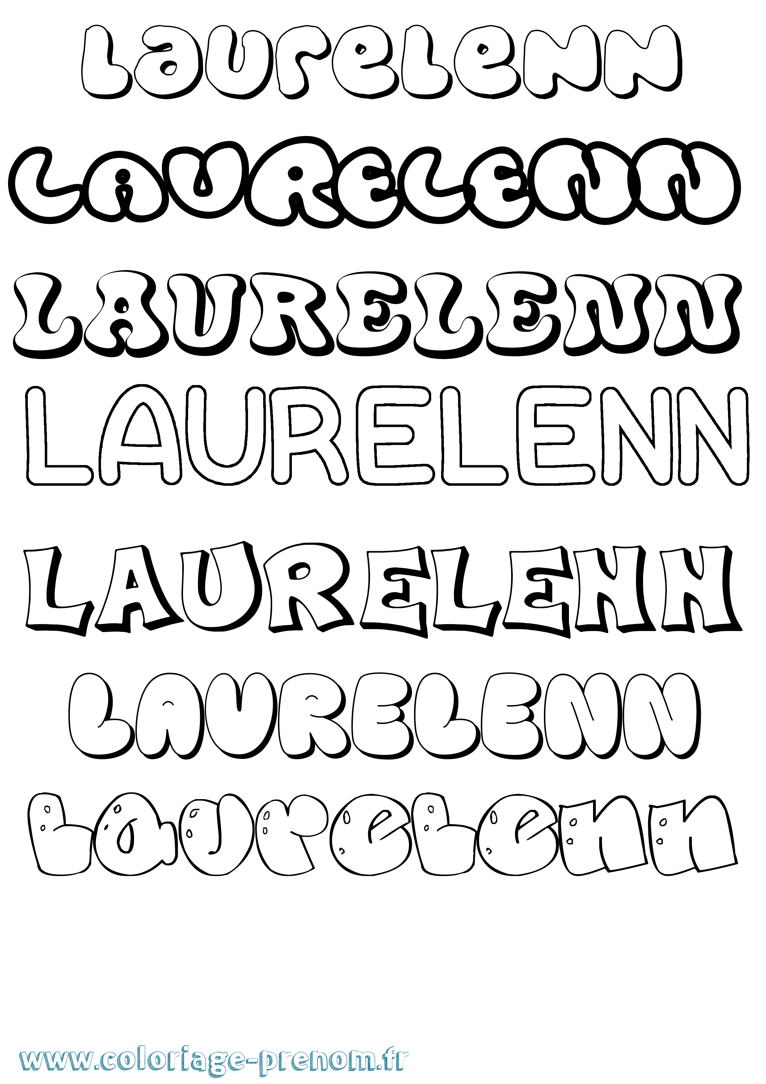 Coloriage Laurelenn Bubble Coloriage prénom Laurelenn Bubble
