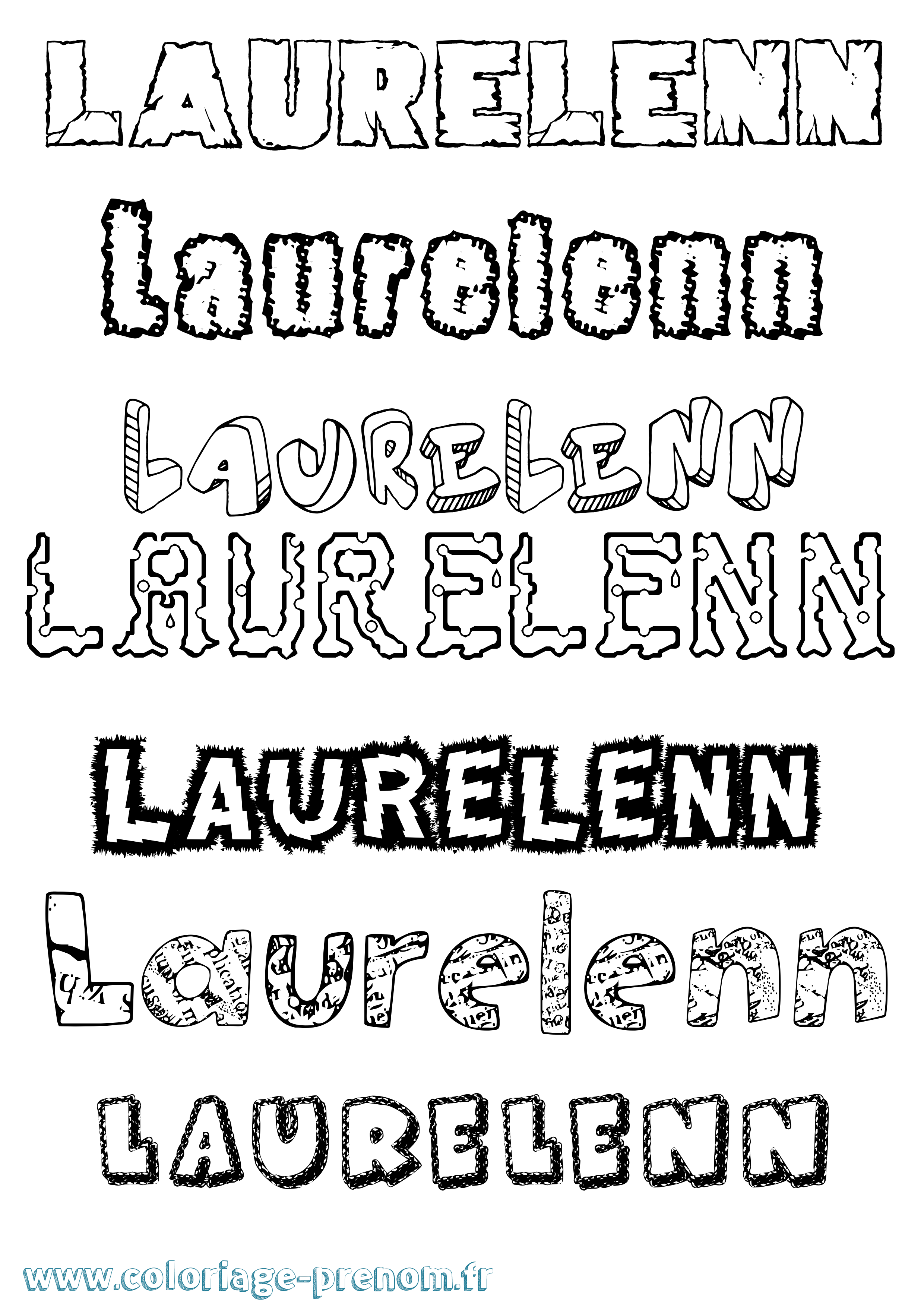 Coloriage Laurelenn Destructuré Coloriage prénom Laurelenn Destructuré