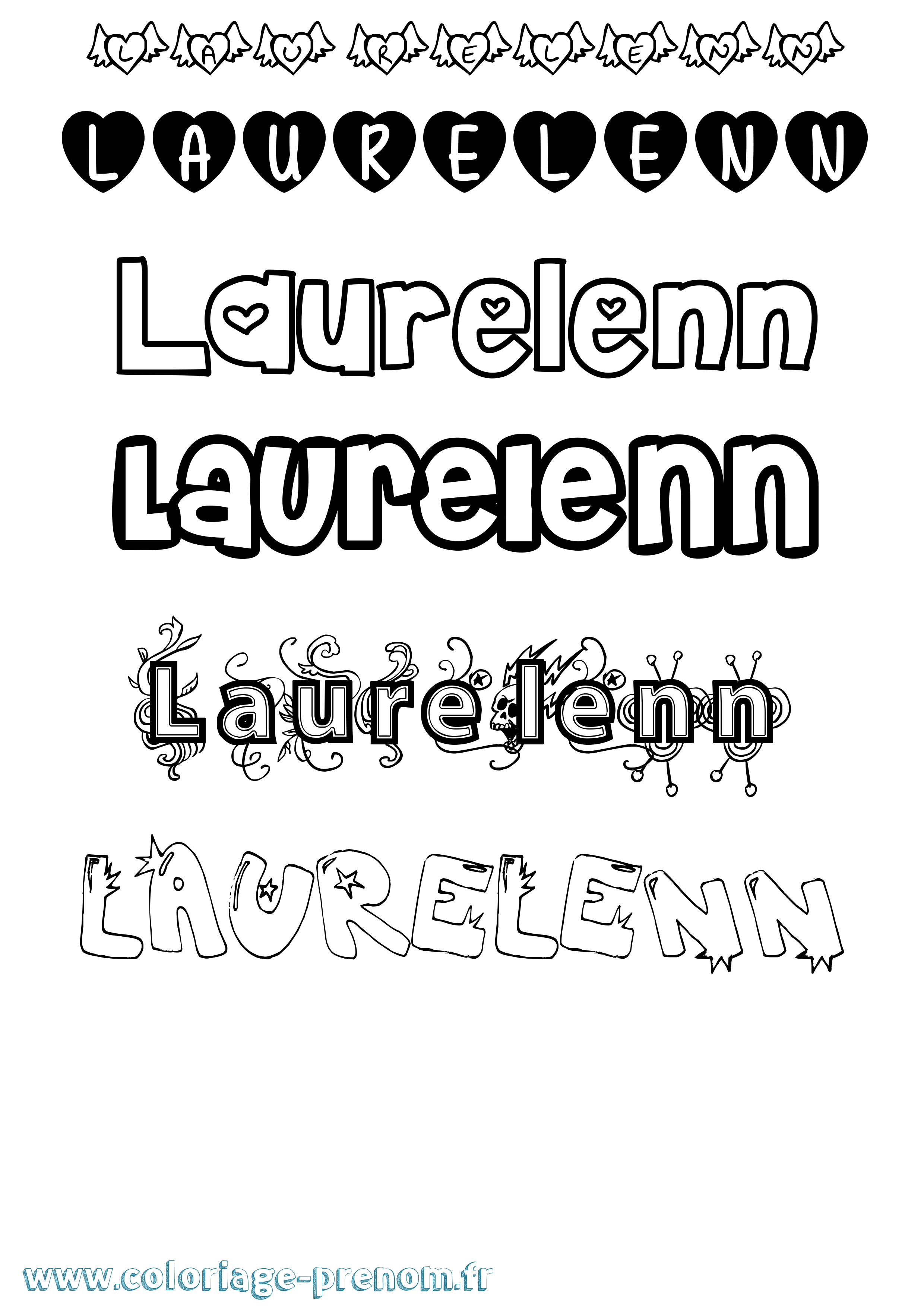 Coloriage Laurelenn Girly Coloriage prénom Laurelenn Girly