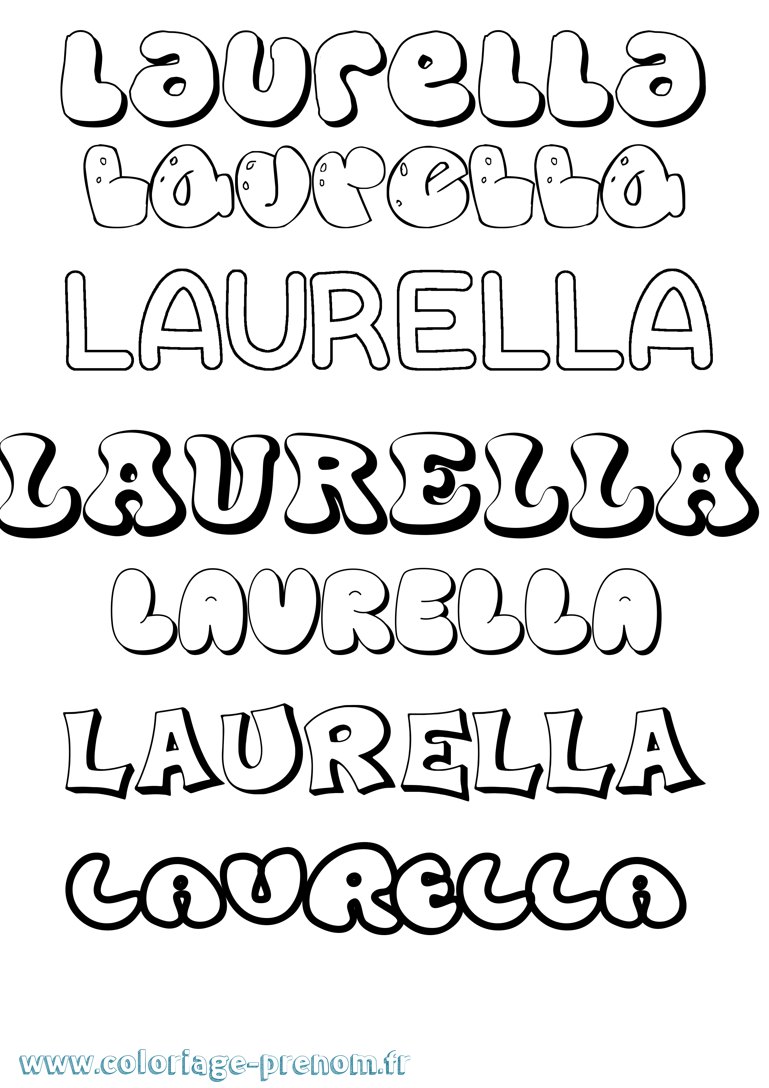Coloriage Laurella Bubble Coloriage prénom Laurella Bubble