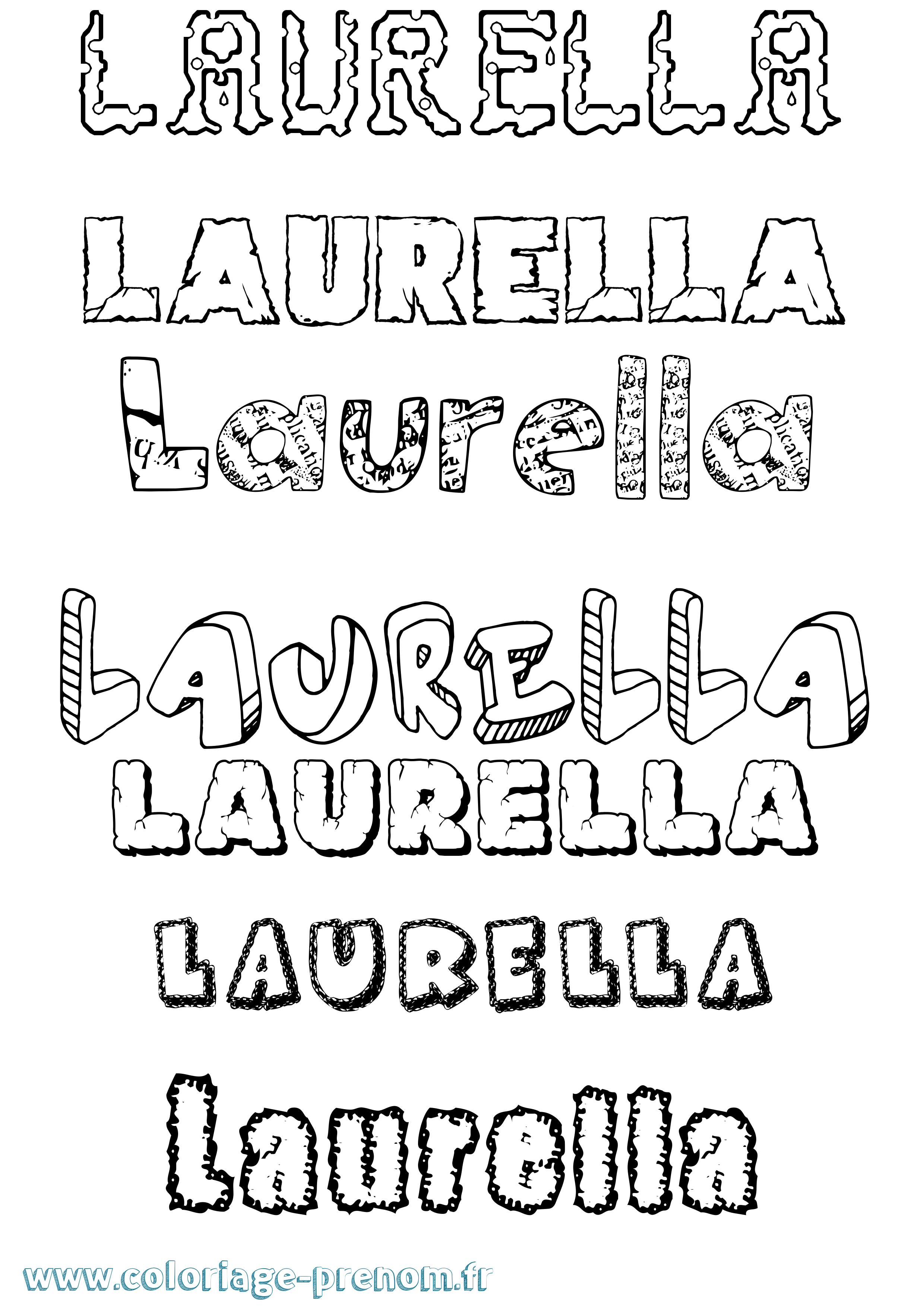 Coloriage Laurella Destructuré Coloriage prénom Laurella Destructuré
