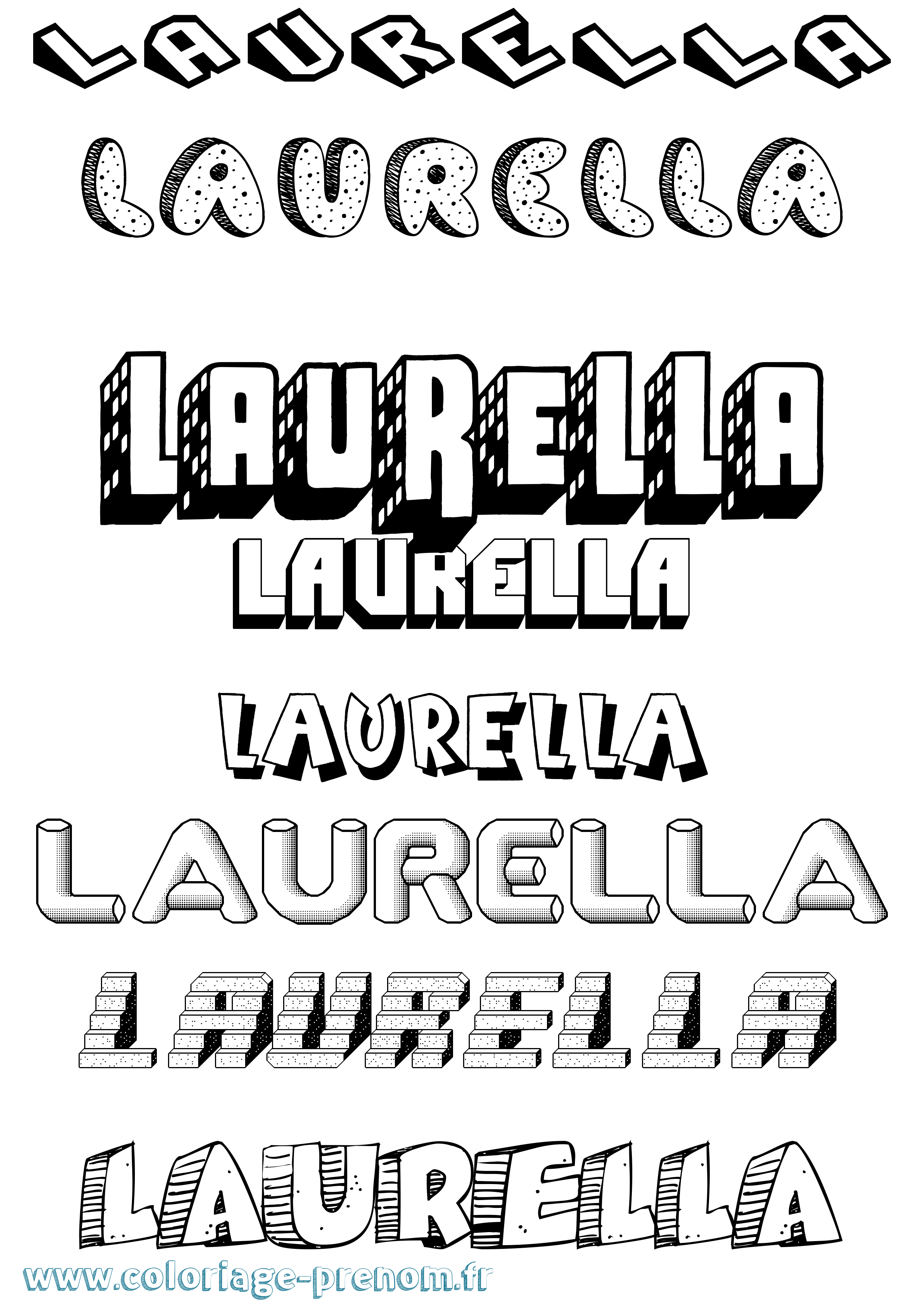 Coloriage Laurella Effet 3D Coloriage prénom Laurella Effet 3D