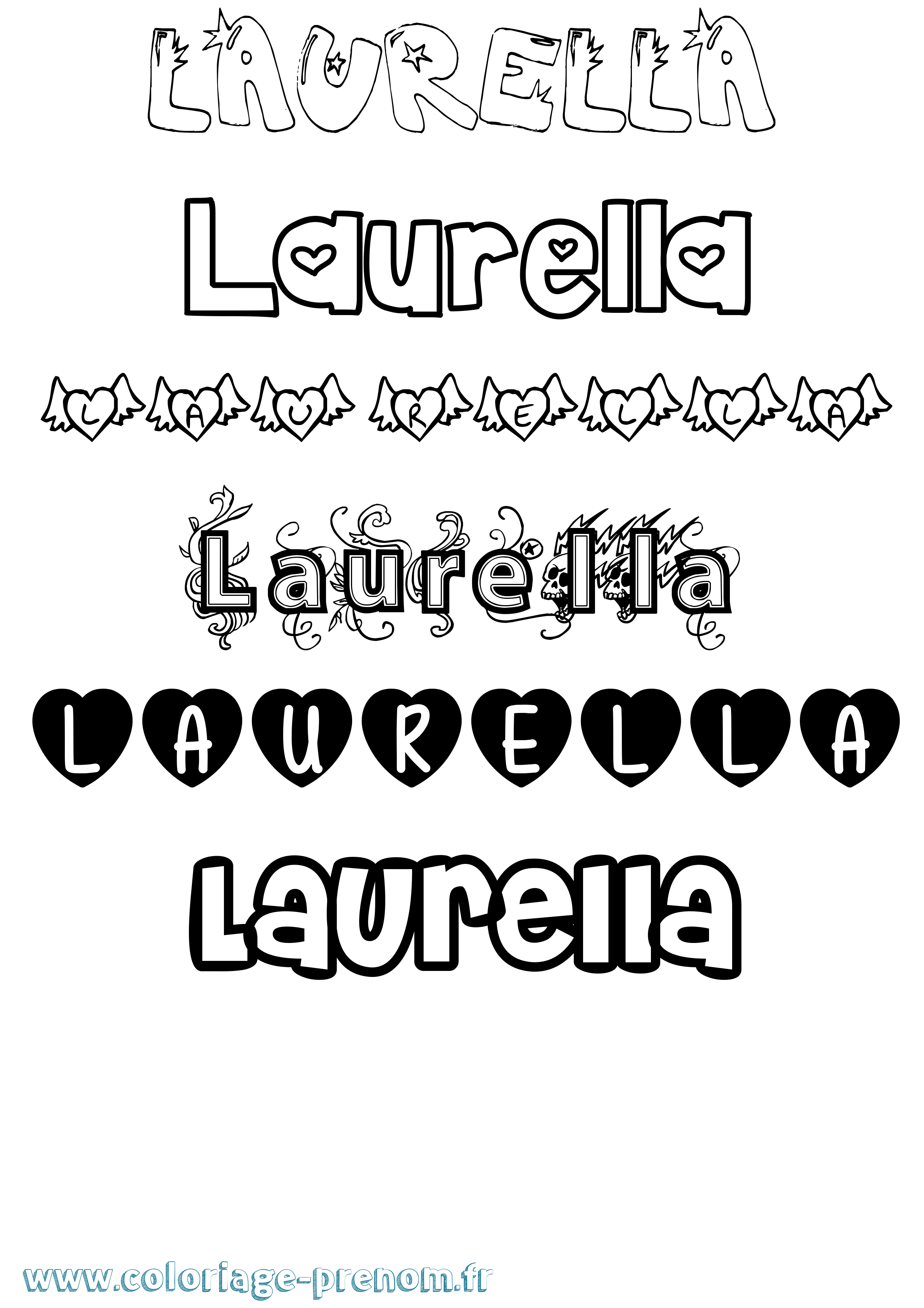 Coloriage Laurella Girly Coloriage prénom Laurella Girly
