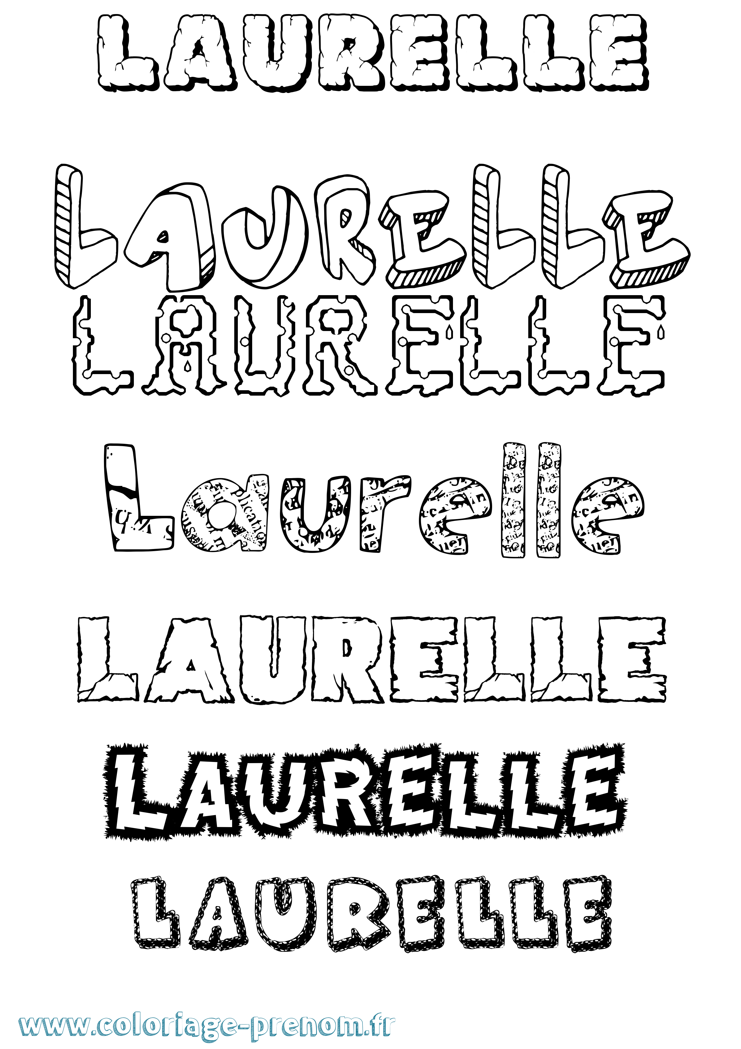 Coloriage Laurelle Destructuré Coloriage prénom Laurelle Destructuré