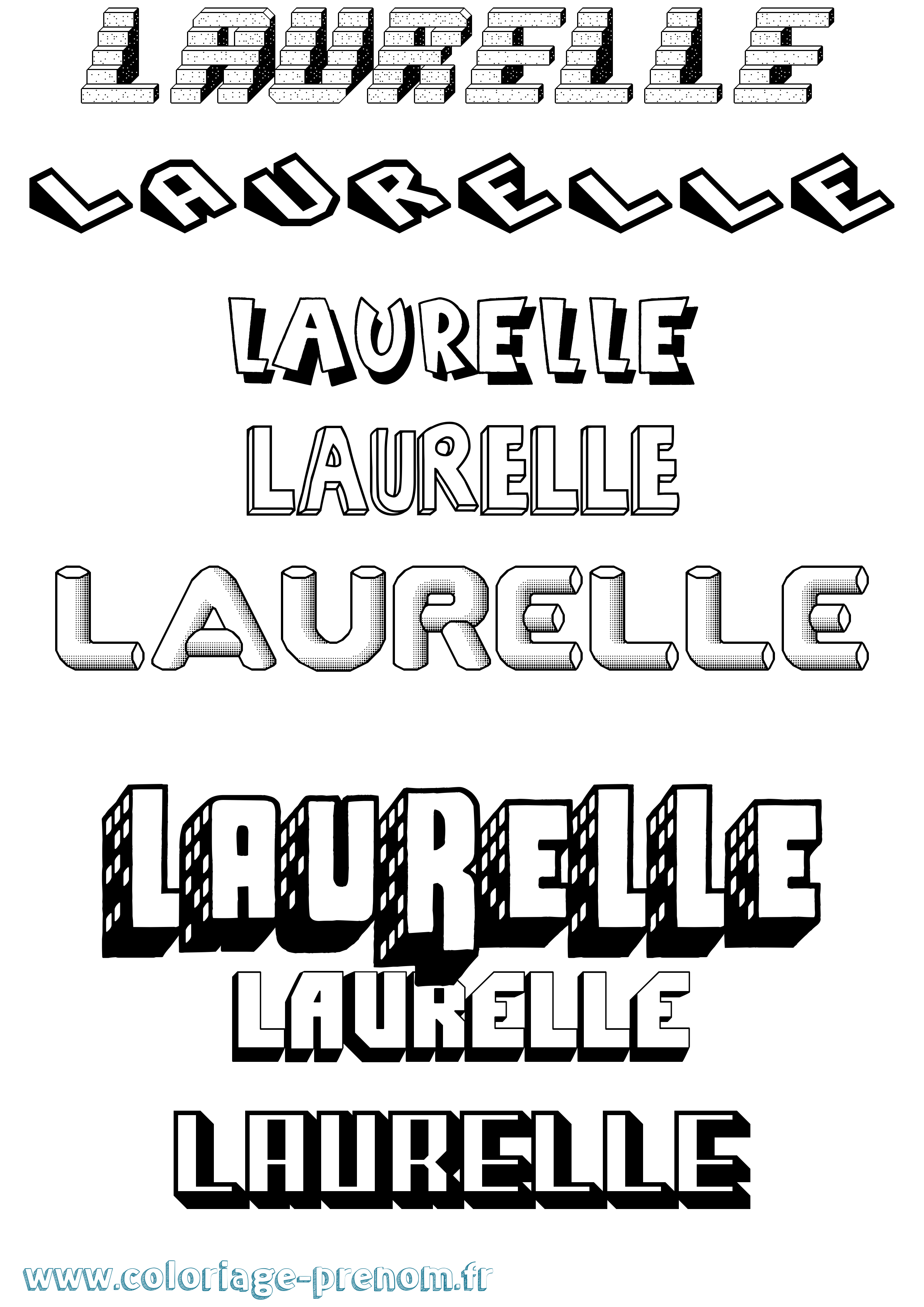 Coloriage Laurelle Effet 3D Coloriage prénom Laurelle Effet 3D