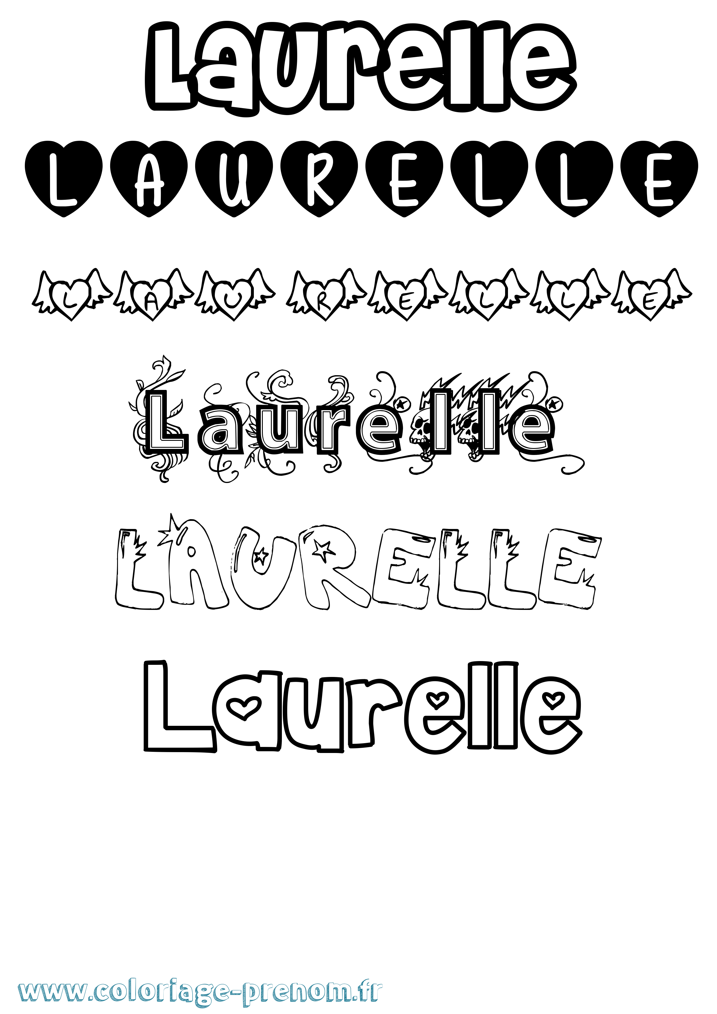 Coloriage Laurelle Girly Coloriage prénom Laurelle Girly