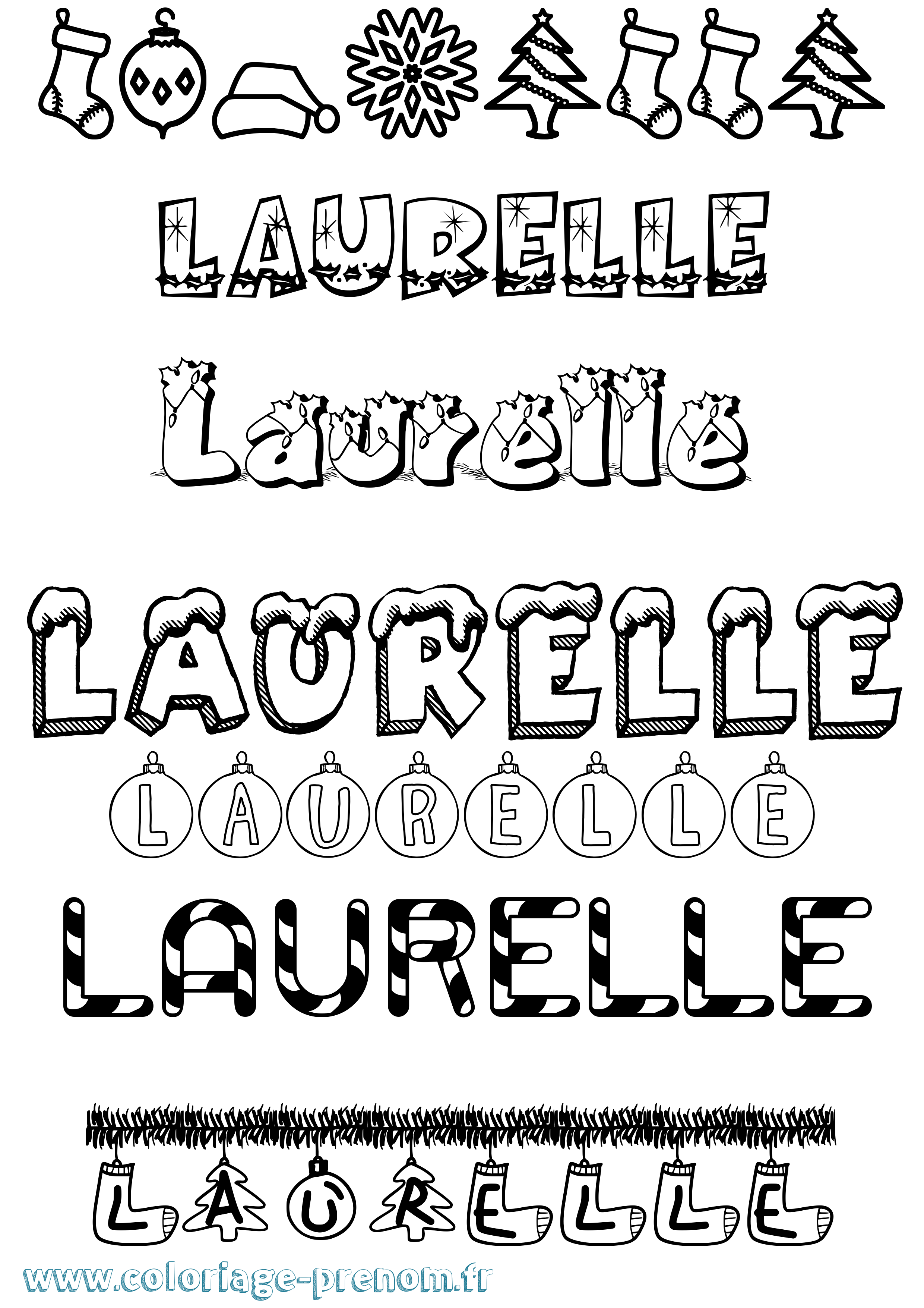 Coloriage Laurelle Noël Coloriage prénom Laurelle Noël