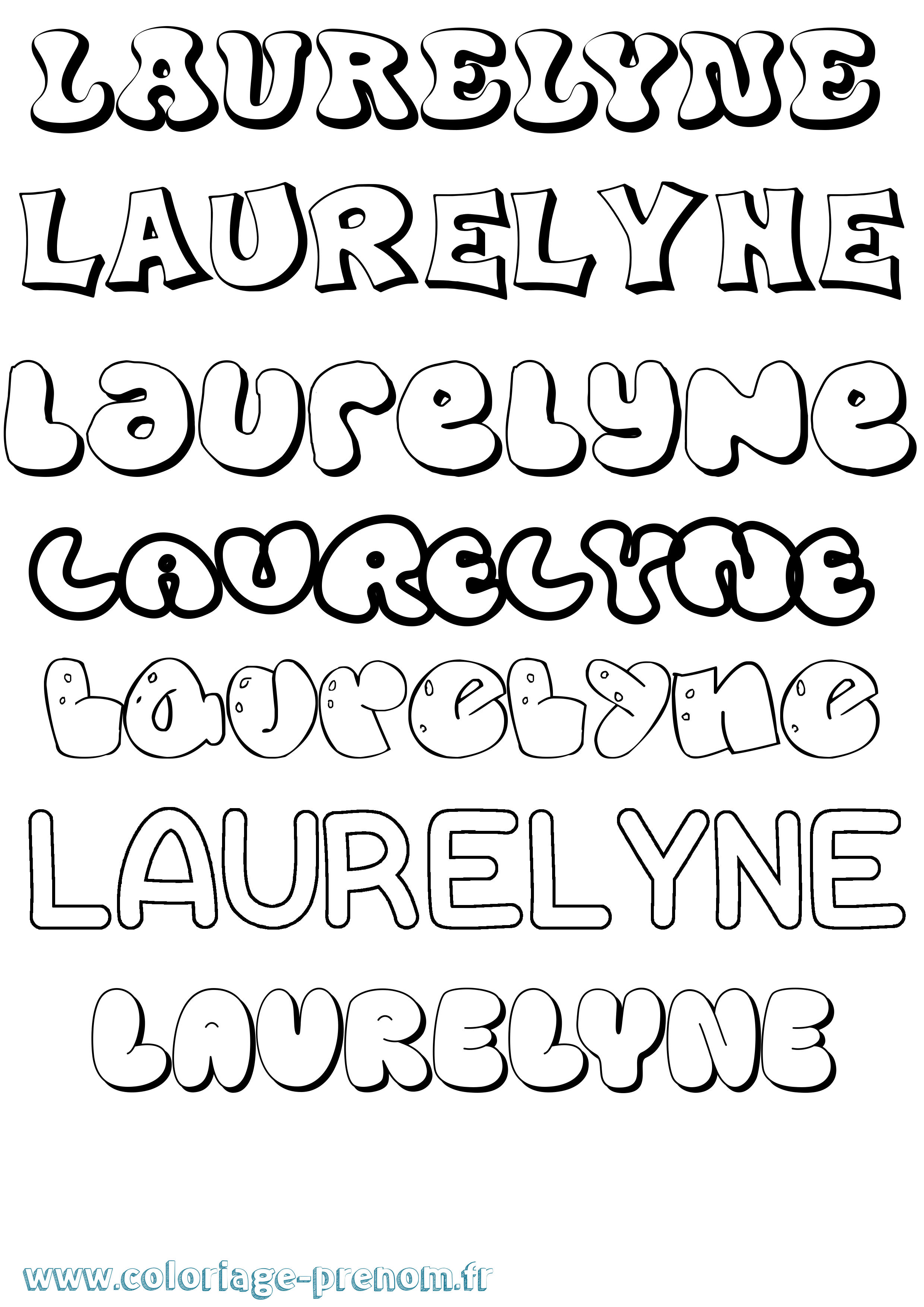 Coloriage Laurelyne Bubble Coloriage prénom Laurelyne Bubble