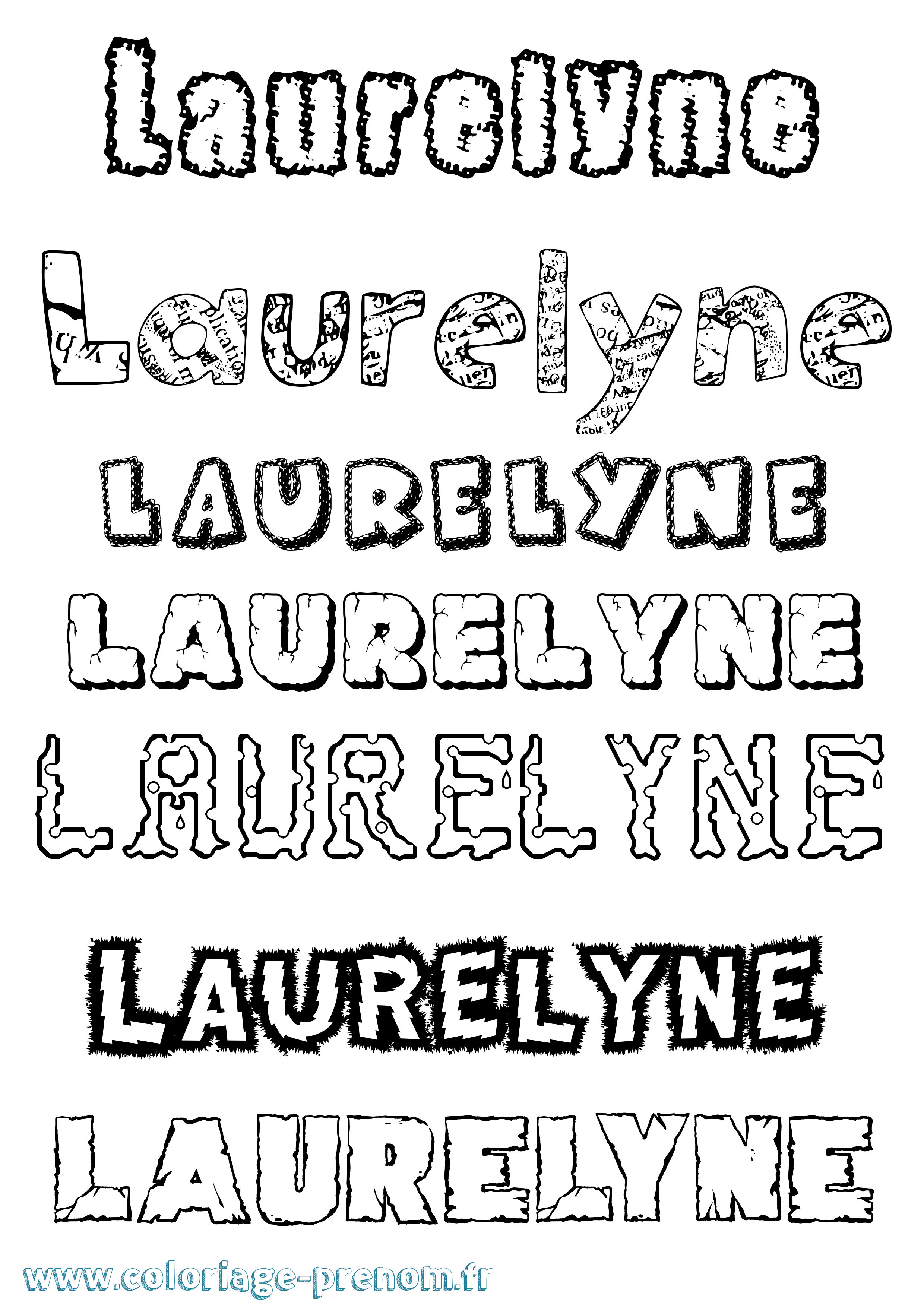 Coloriage Laurelyne Destructuré Coloriage prénom Laurelyne Destructuré