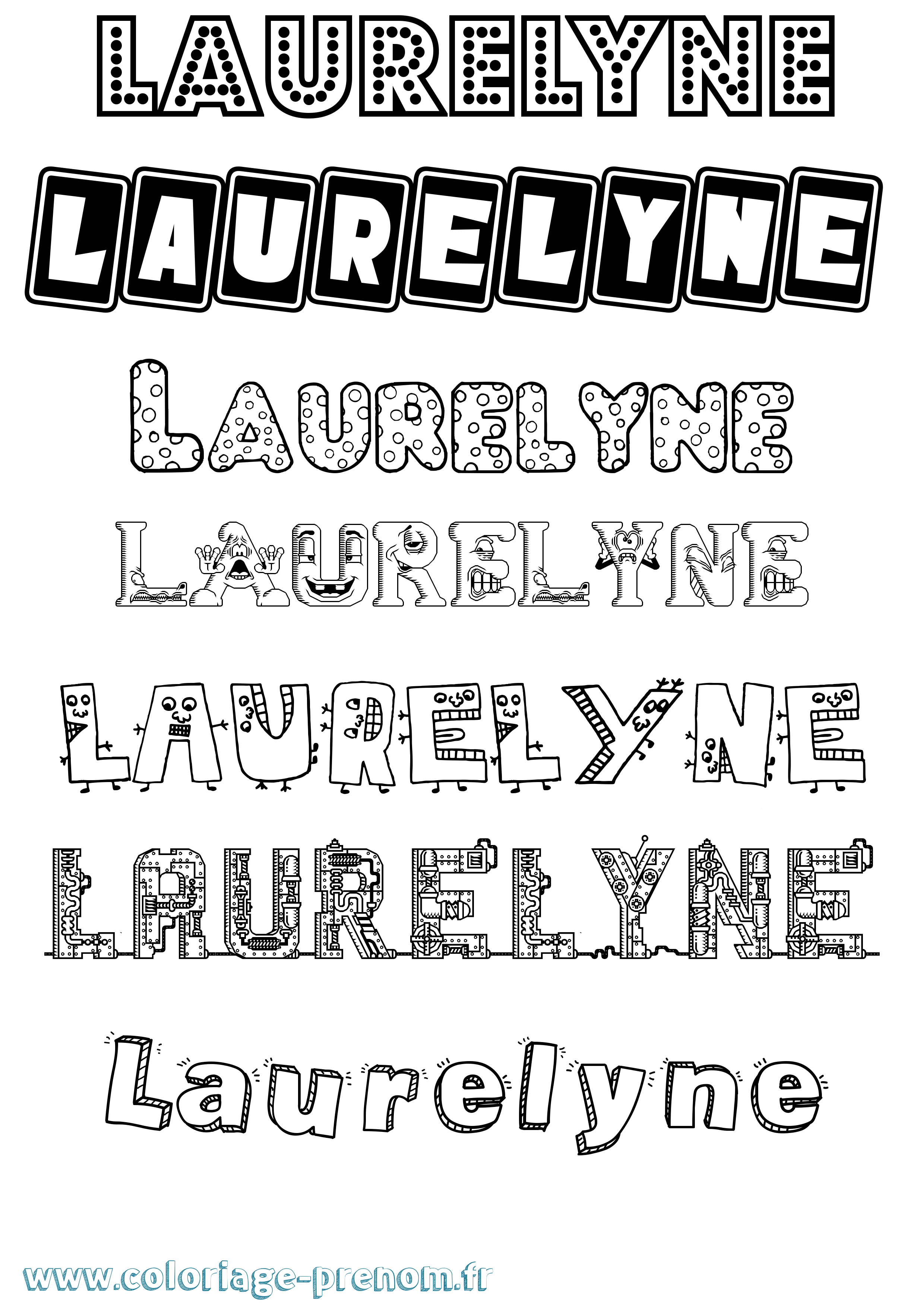 Coloriage Laurelyne Fun Coloriage prénom Laurelyne Fun