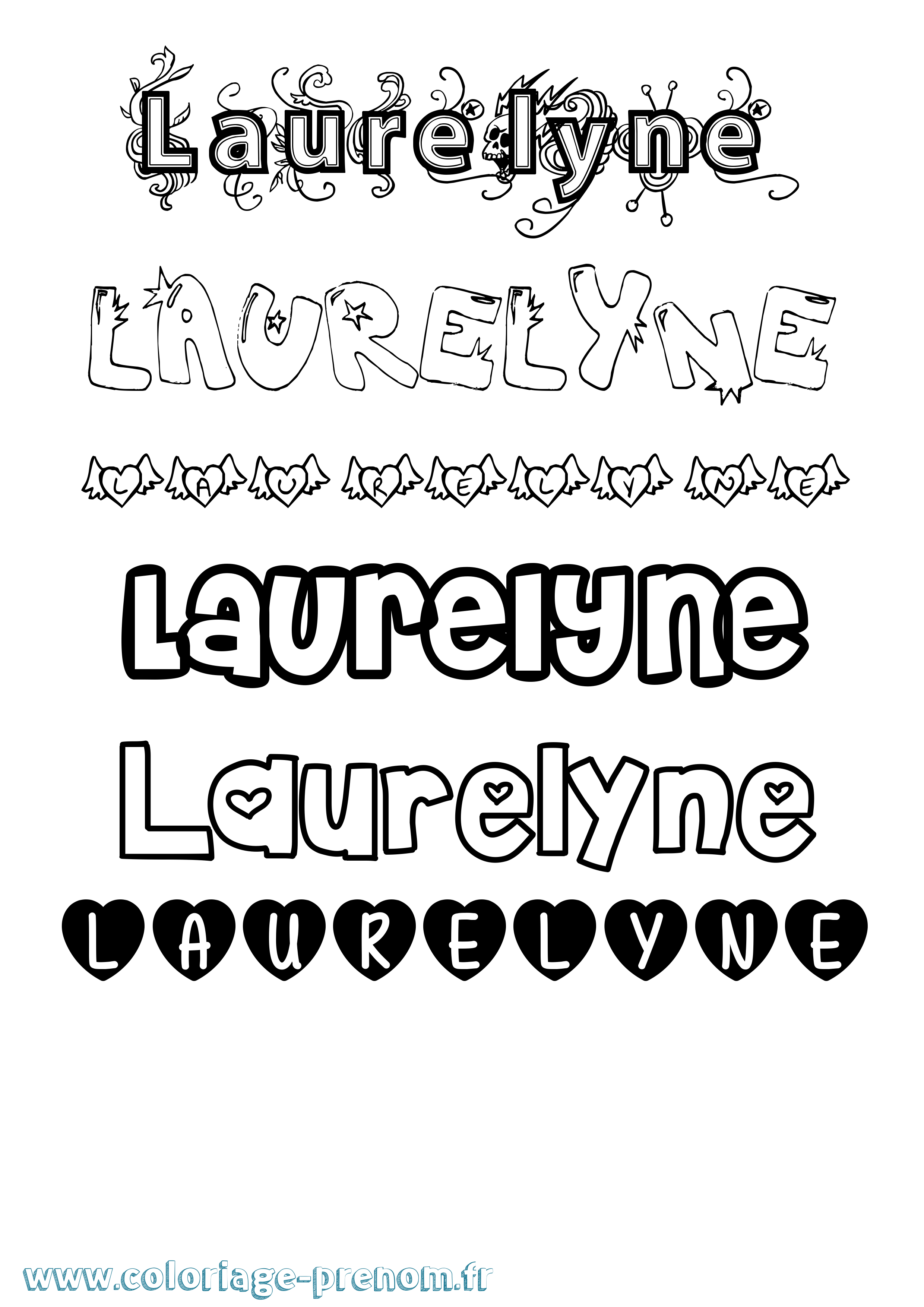 Coloriage Laurelyne Girly Coloriage prénom Laurelyne Girly