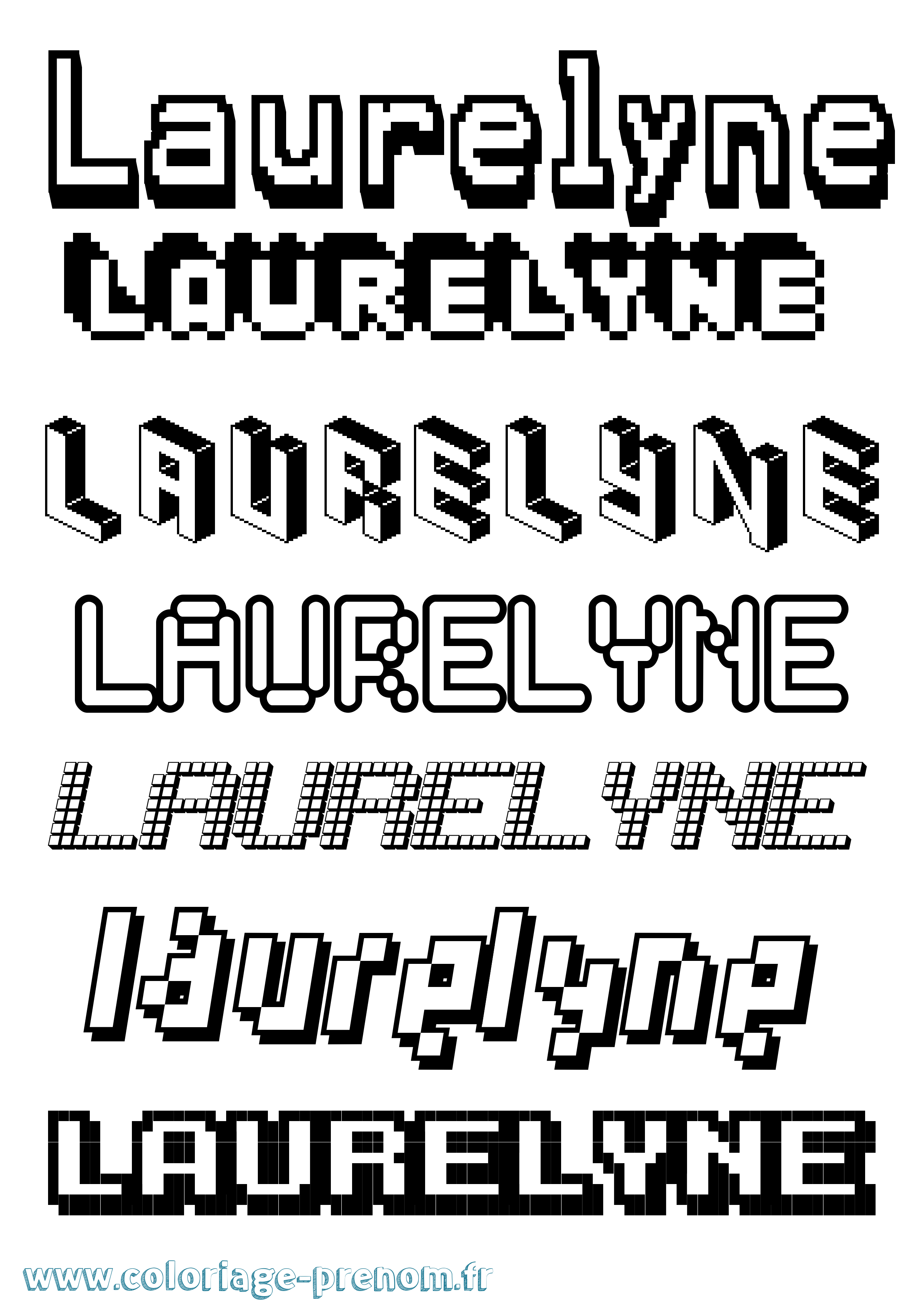 Coloriage Laurelyne Pixel Coloriage prénom Laurelyne Pixel