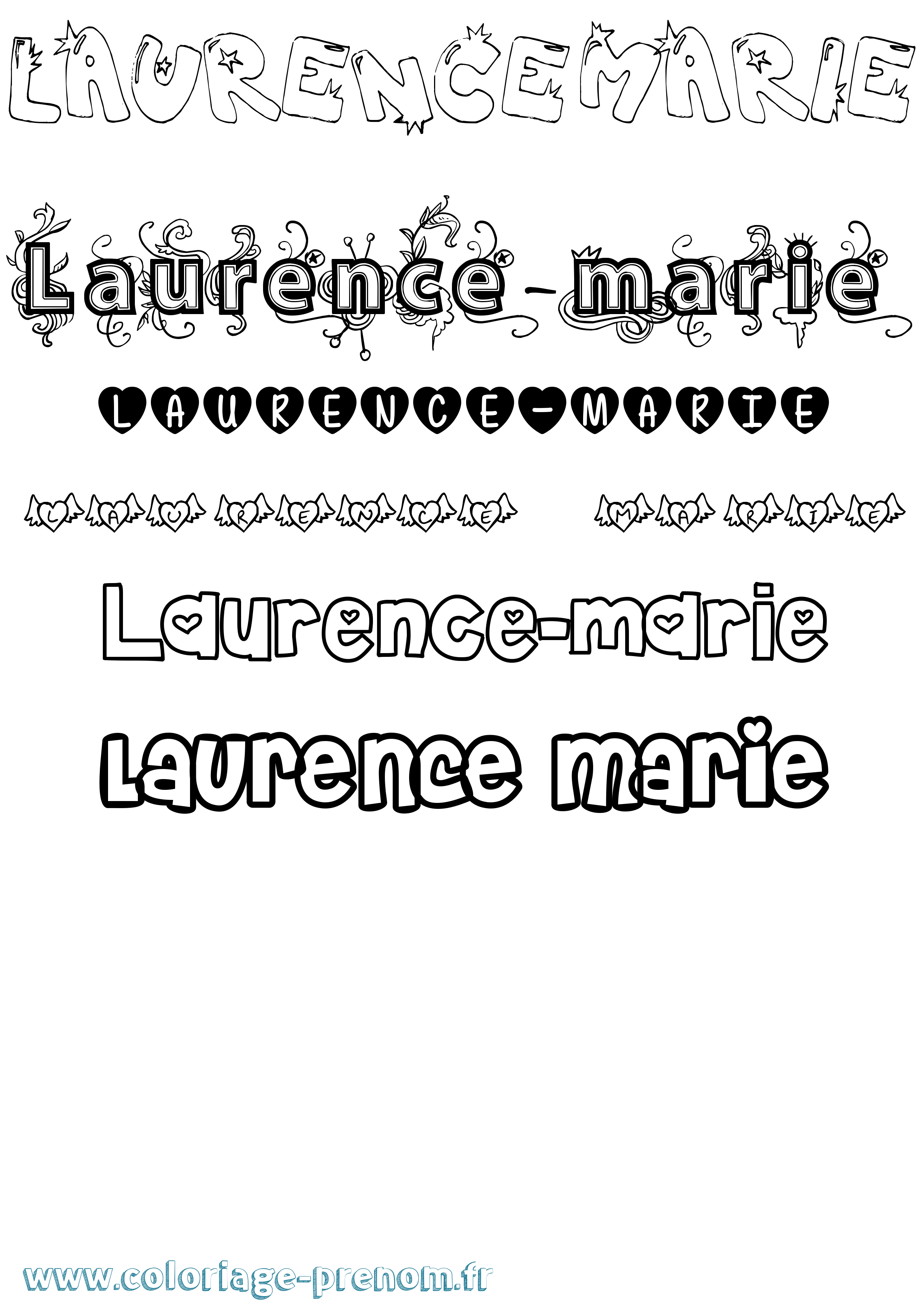 Coloriage Laurence-Marie Girly Coloriage prénom Laurence-Marie Girly
