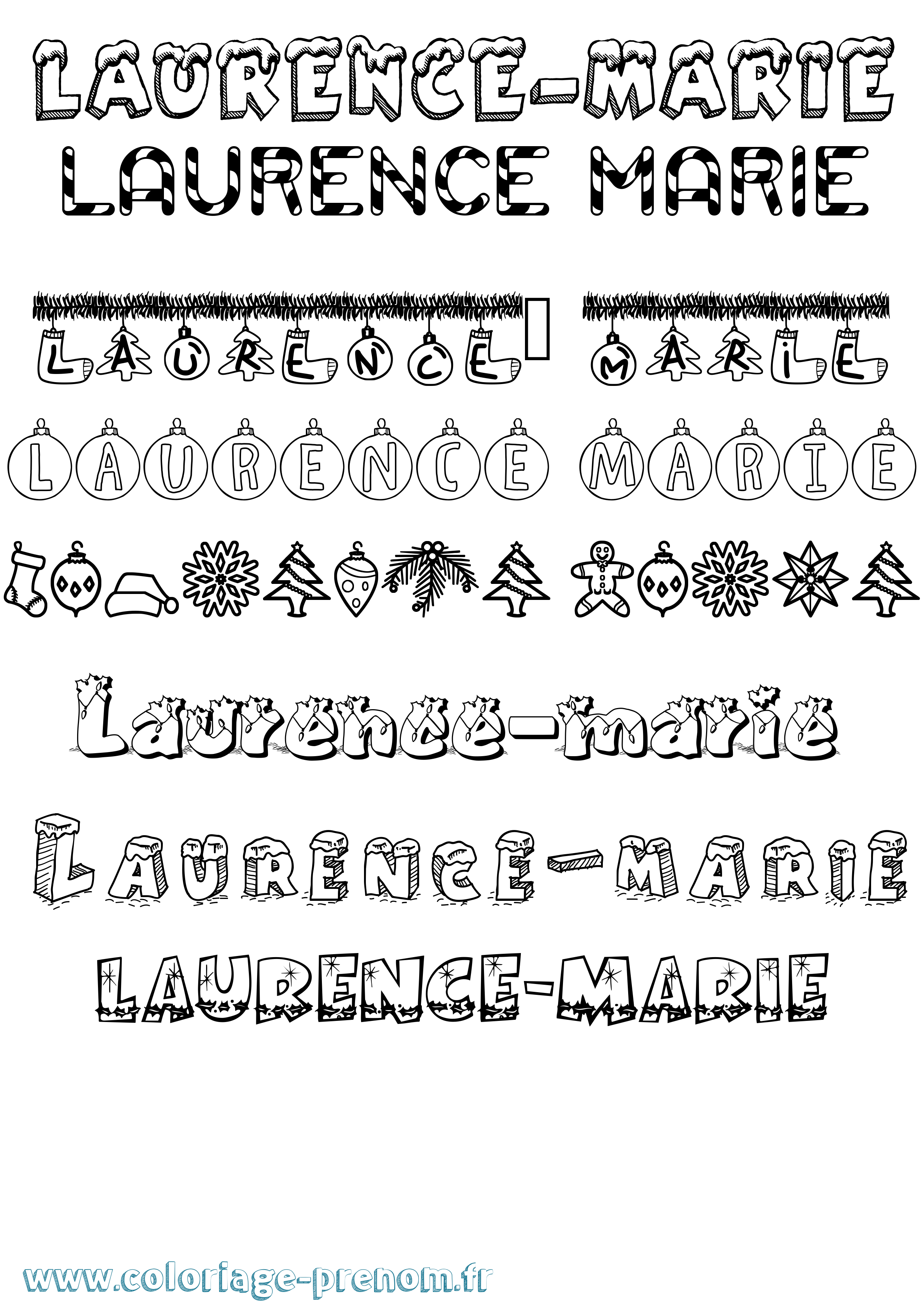 Coloriage Laurence-Marie Noël Coloriage prénom Laurence-Marie Noël