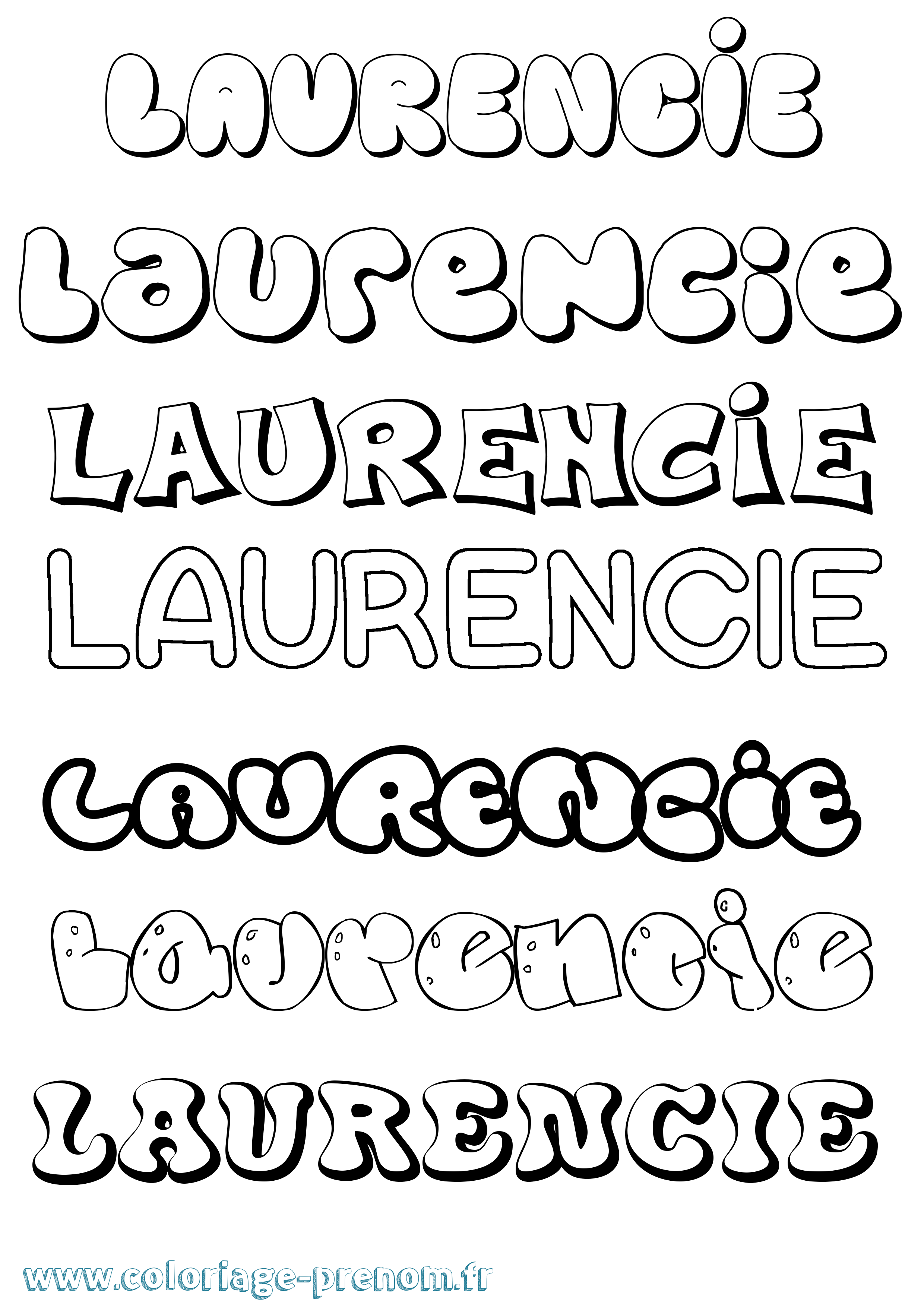 Coloriage Laurencie Bubble Coloriage prénom Laurencie Bubble