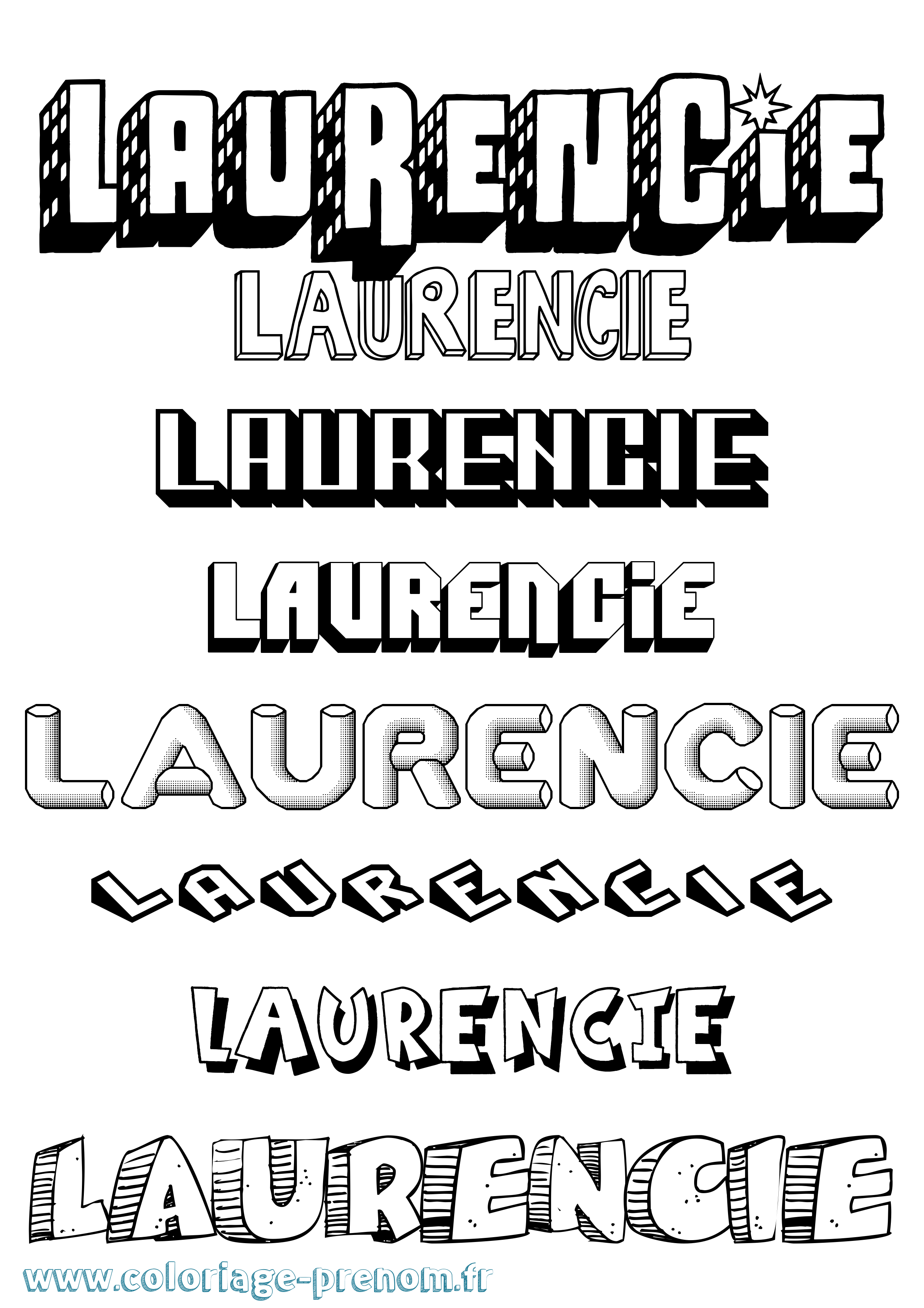 Coloriage Laurencie Effet 3D Coloriage prénom Laurencie Effet 3D