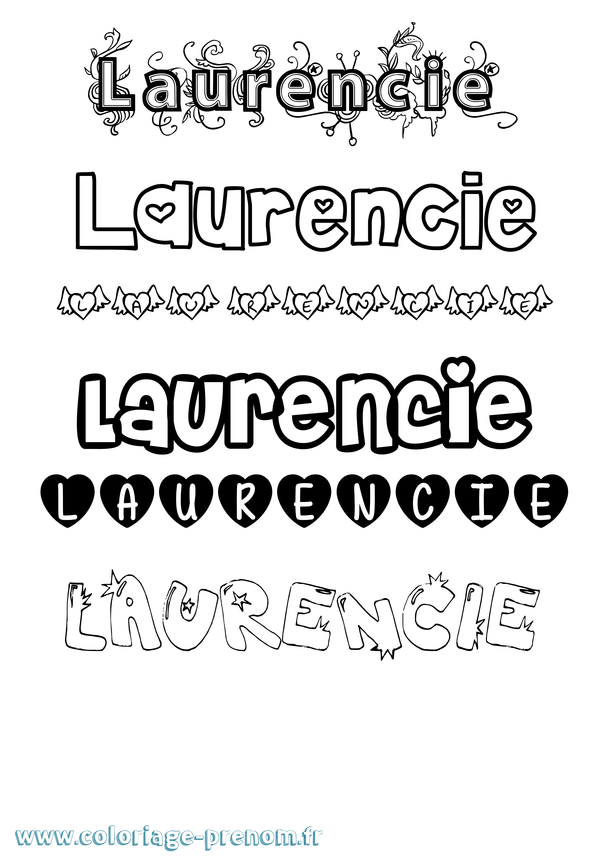 Coloriage Laurencie Girly Coloriage prénom Laurencie Girly