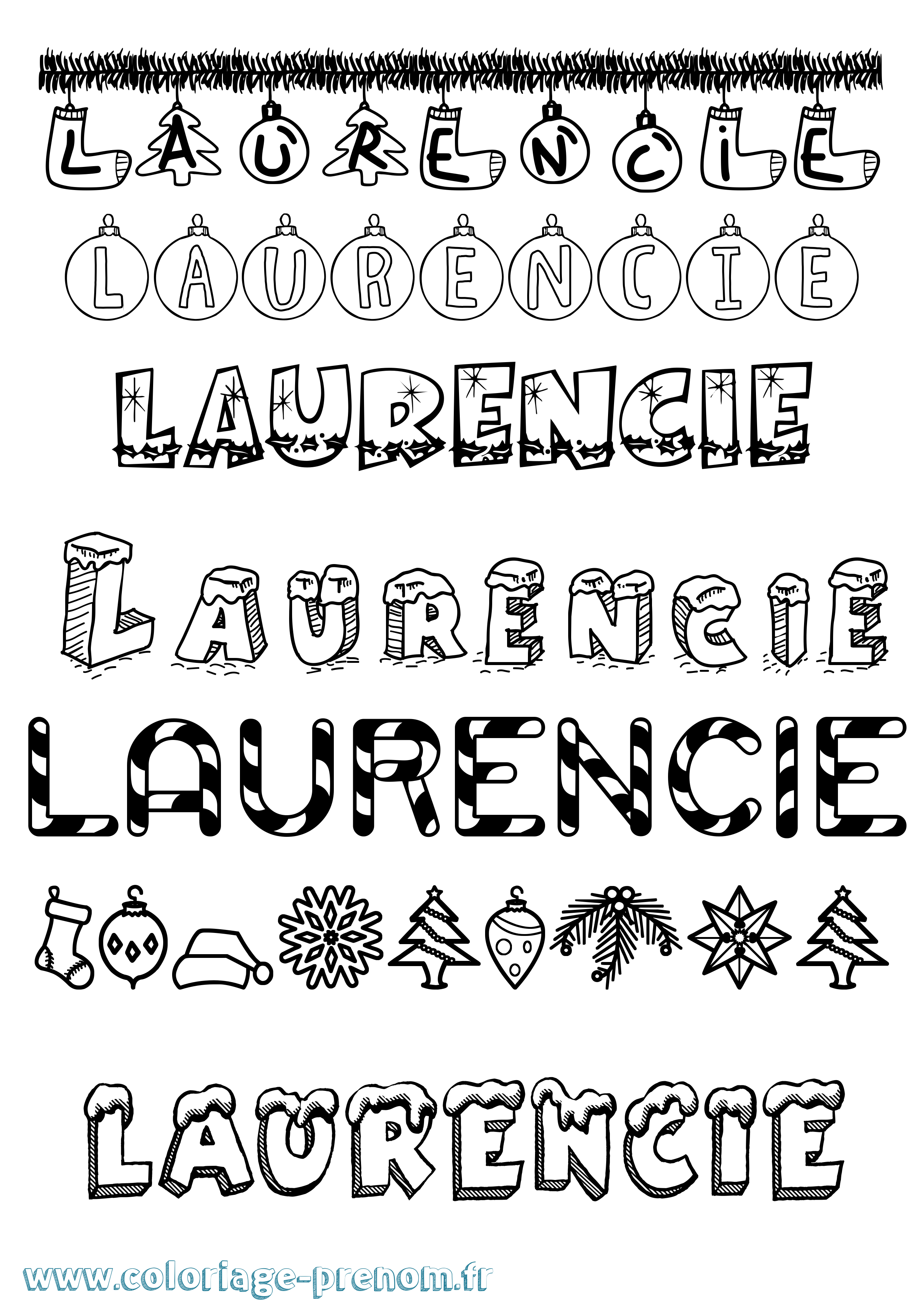 Coloriage Laurencie Noël Coloriage prénom Laurencie Noël