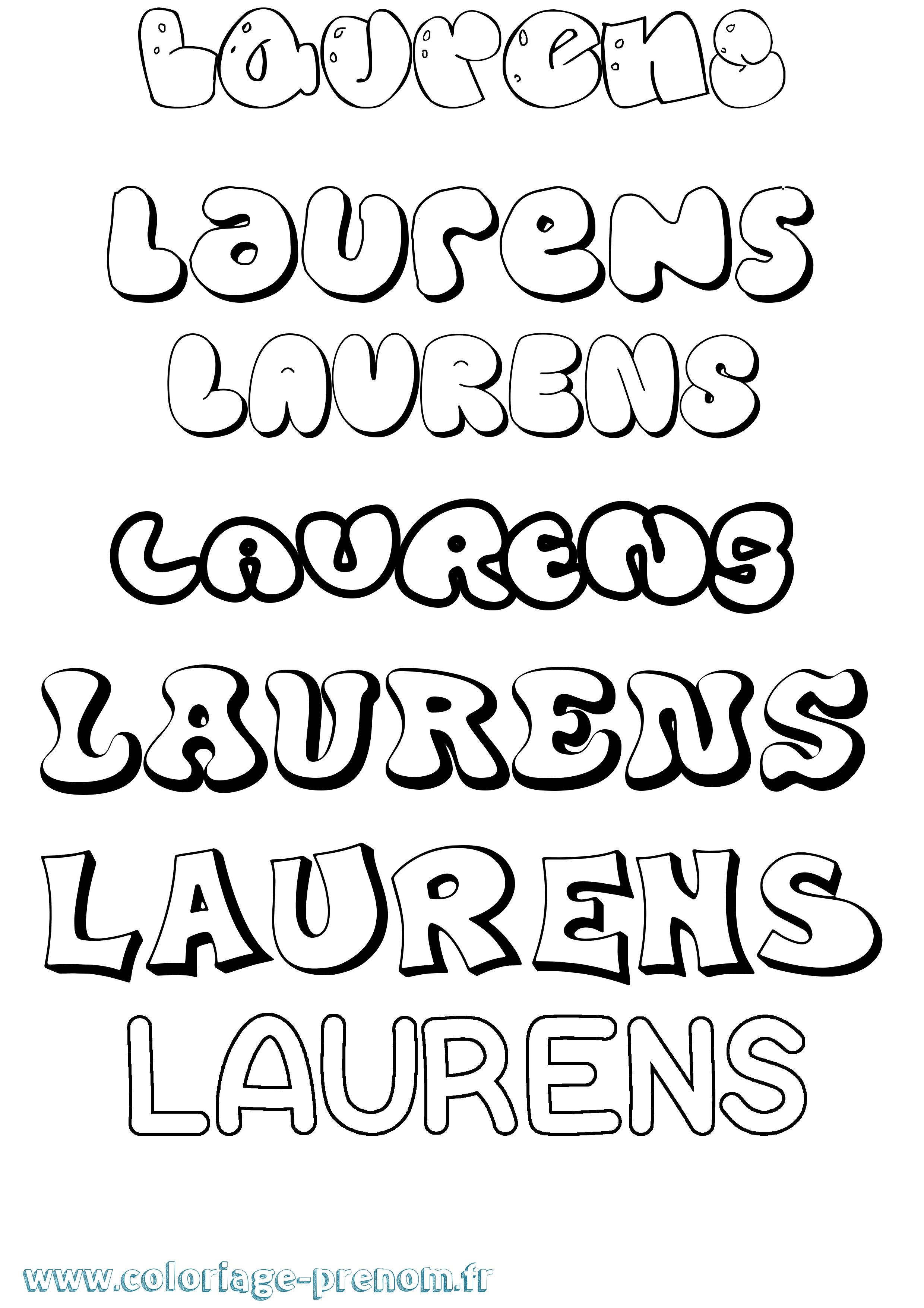 Coloriage Laurens Bubble Coloriage prénom Laurens Bubble