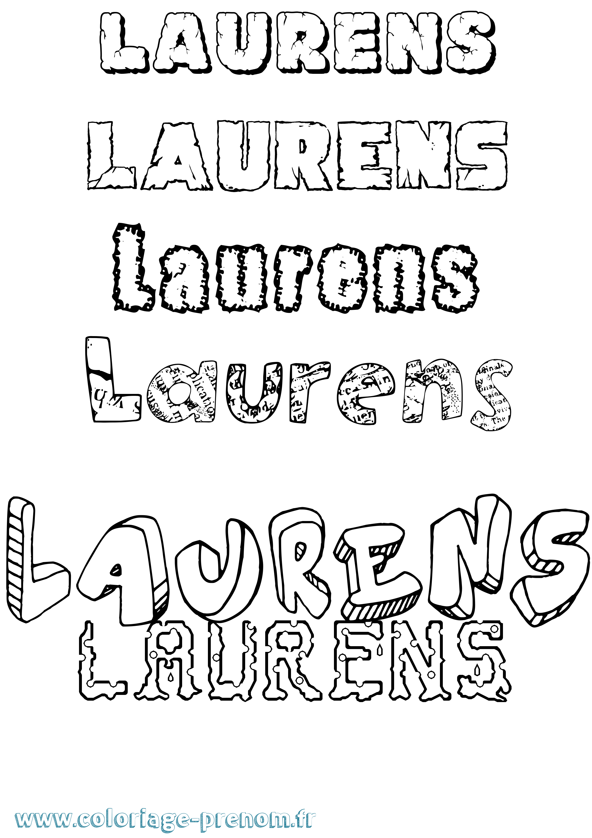 Coloriage Laurens Destructuré Coloriage prénom Laurens Destructuré