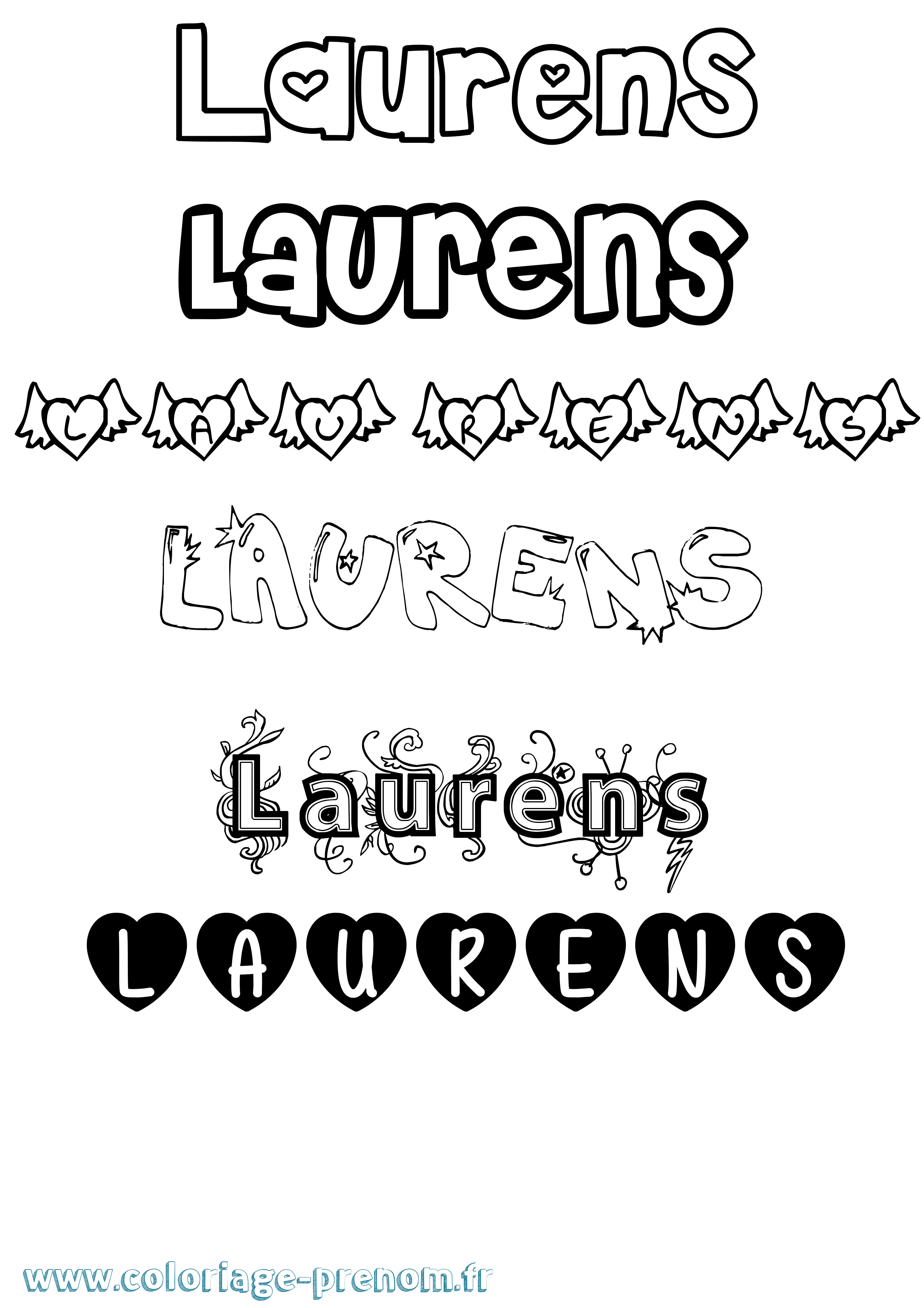 Coloriage Laurens Girly Coloriage prénom Laurens Girly