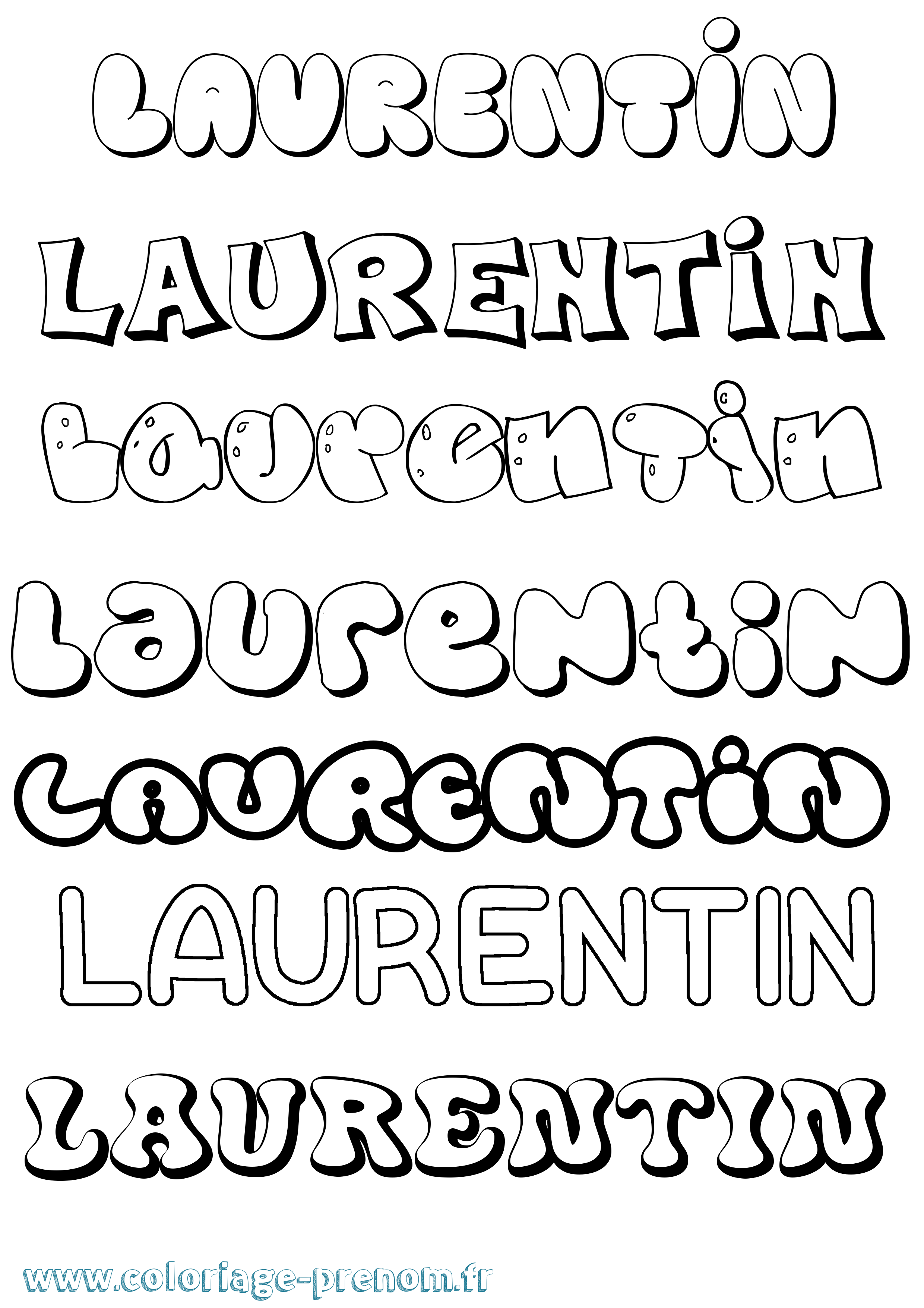 Coloriage Laurentin Bubble Coloriage prénom Laurentin Bubble