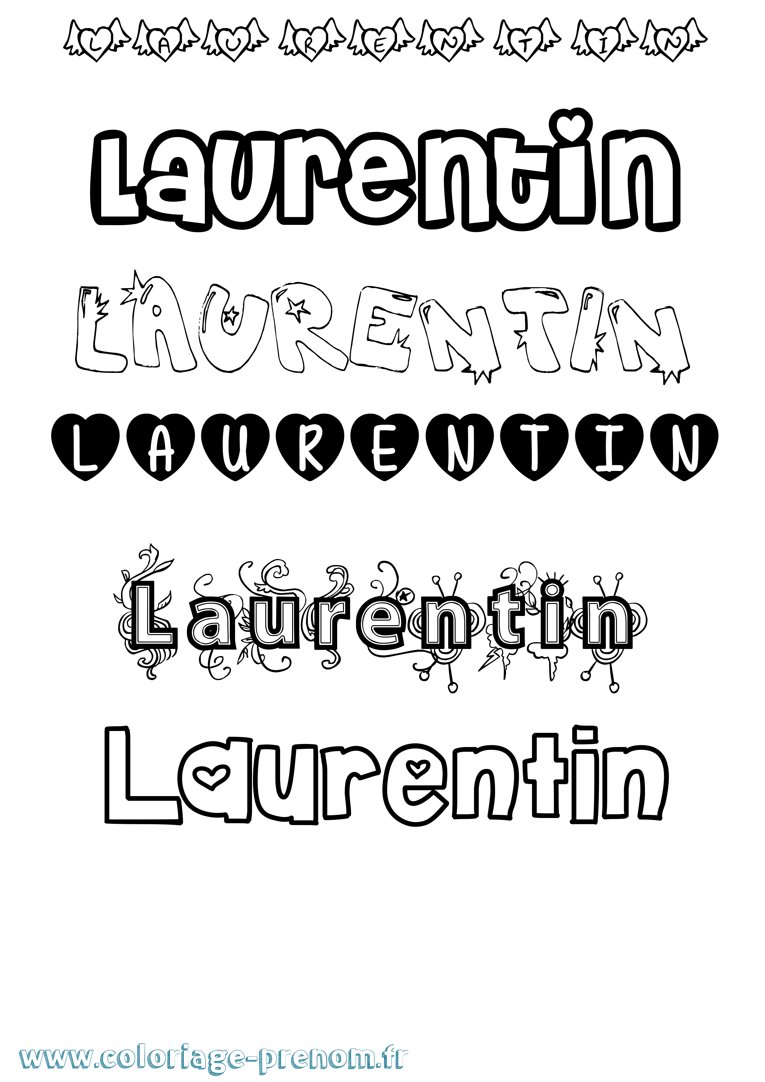 Coloriage Laurentin Girly Coloriage prénom Laurentin Girly