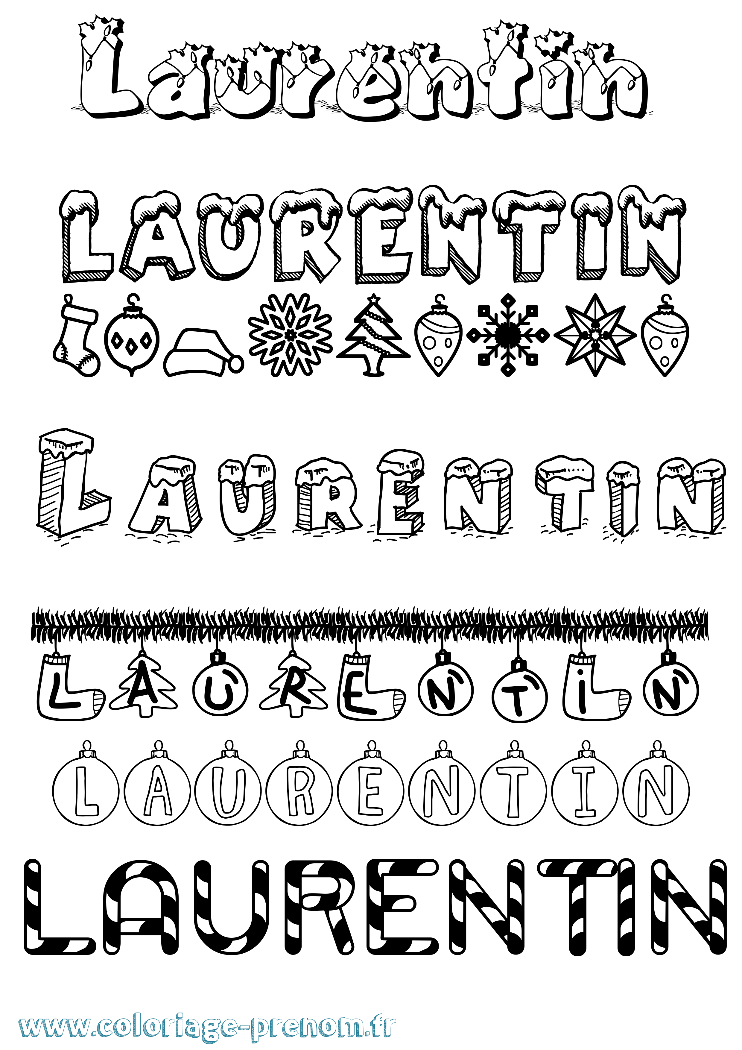 Coloriage Laurentin Noël Coloriage prénom Laurentin Noël