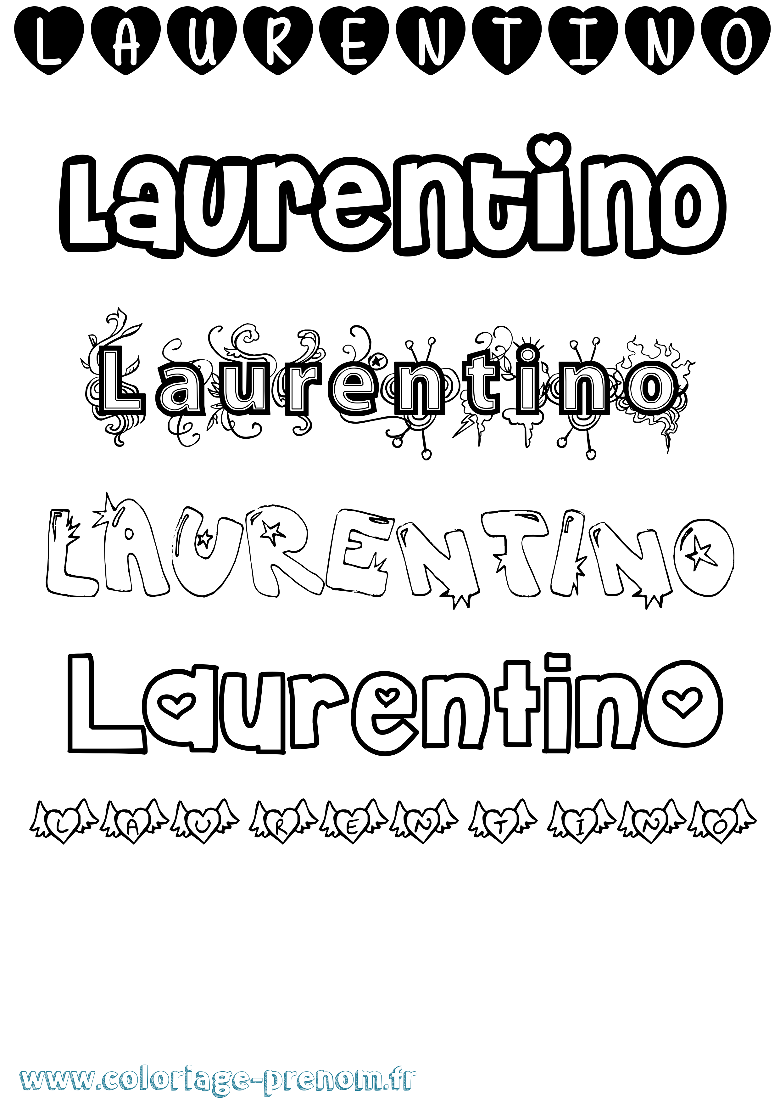 Coloriage Laurentino Girly Coloriage prénom Laurentino Girly