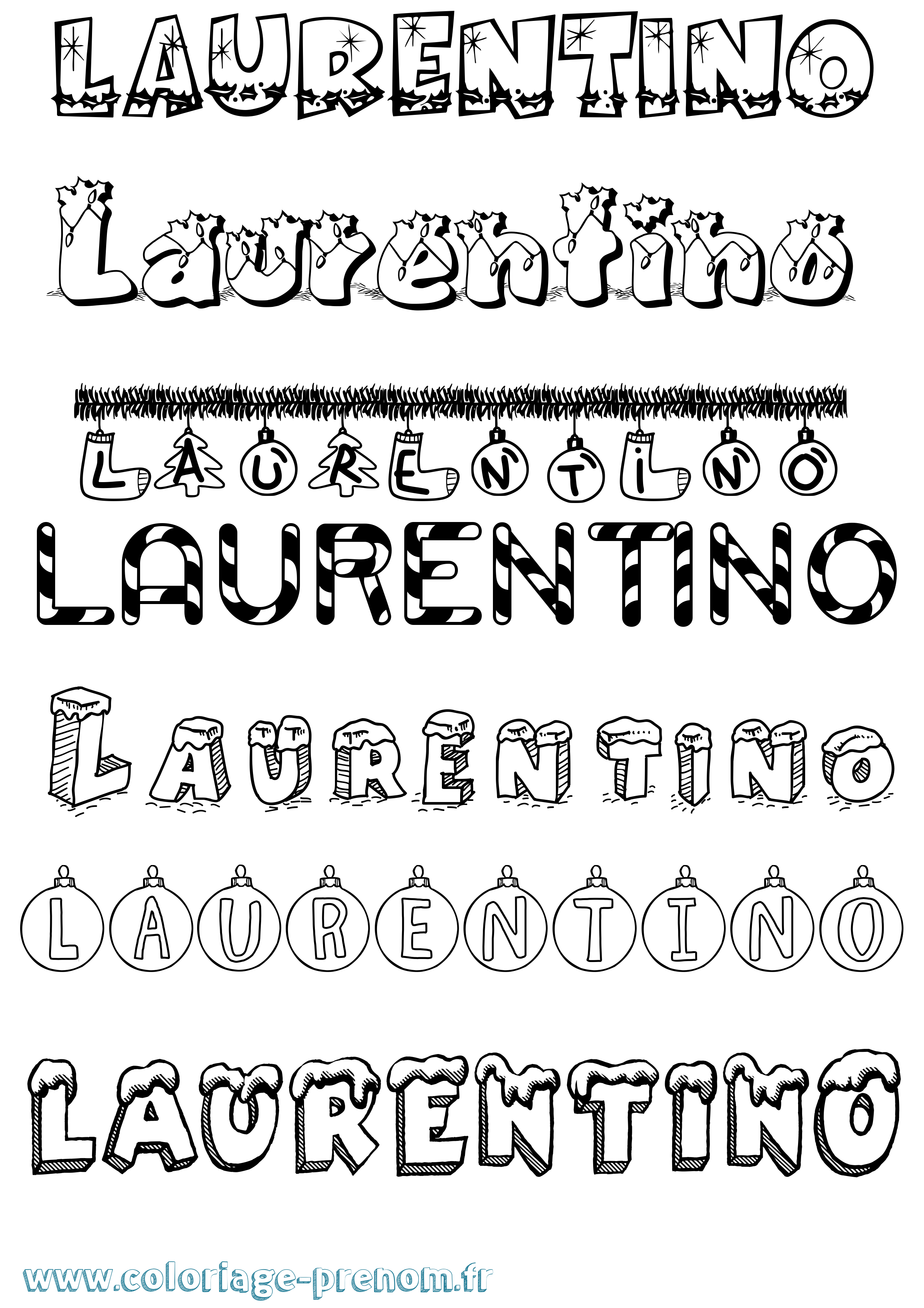 Coloriage Laurentino Noël Coloriage prénom Laurentino Noël