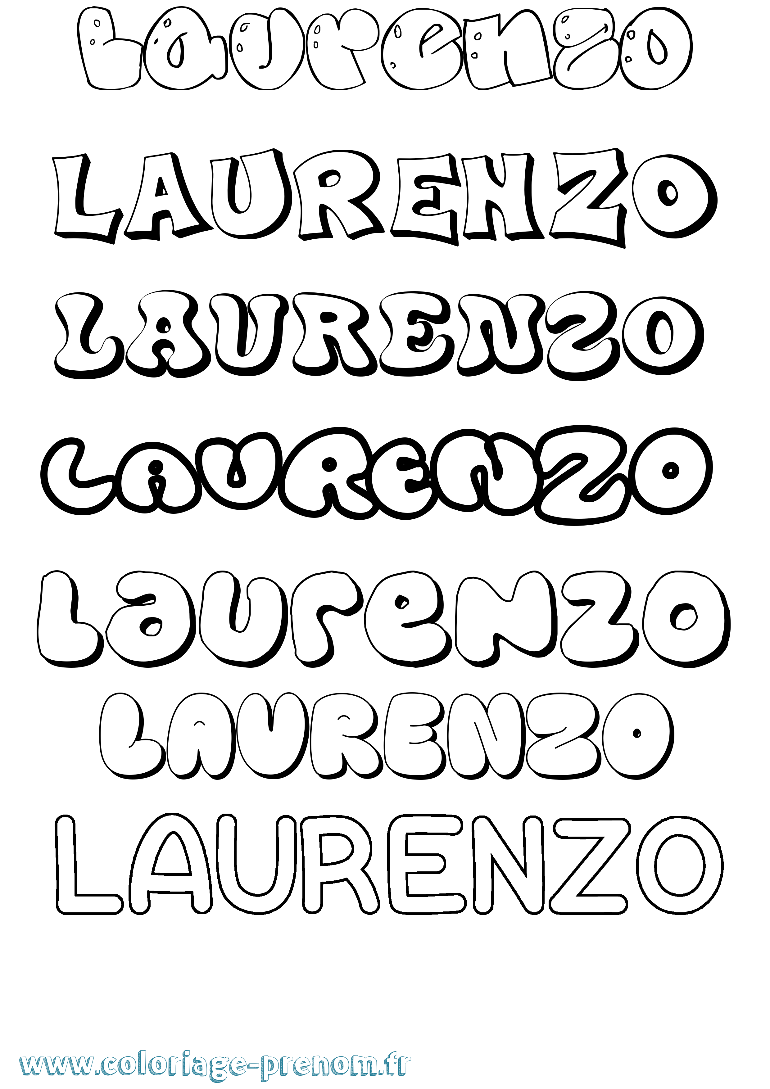 Coloriage Laurenzo Bubble Coloriage prénom Laurenzo Bubble