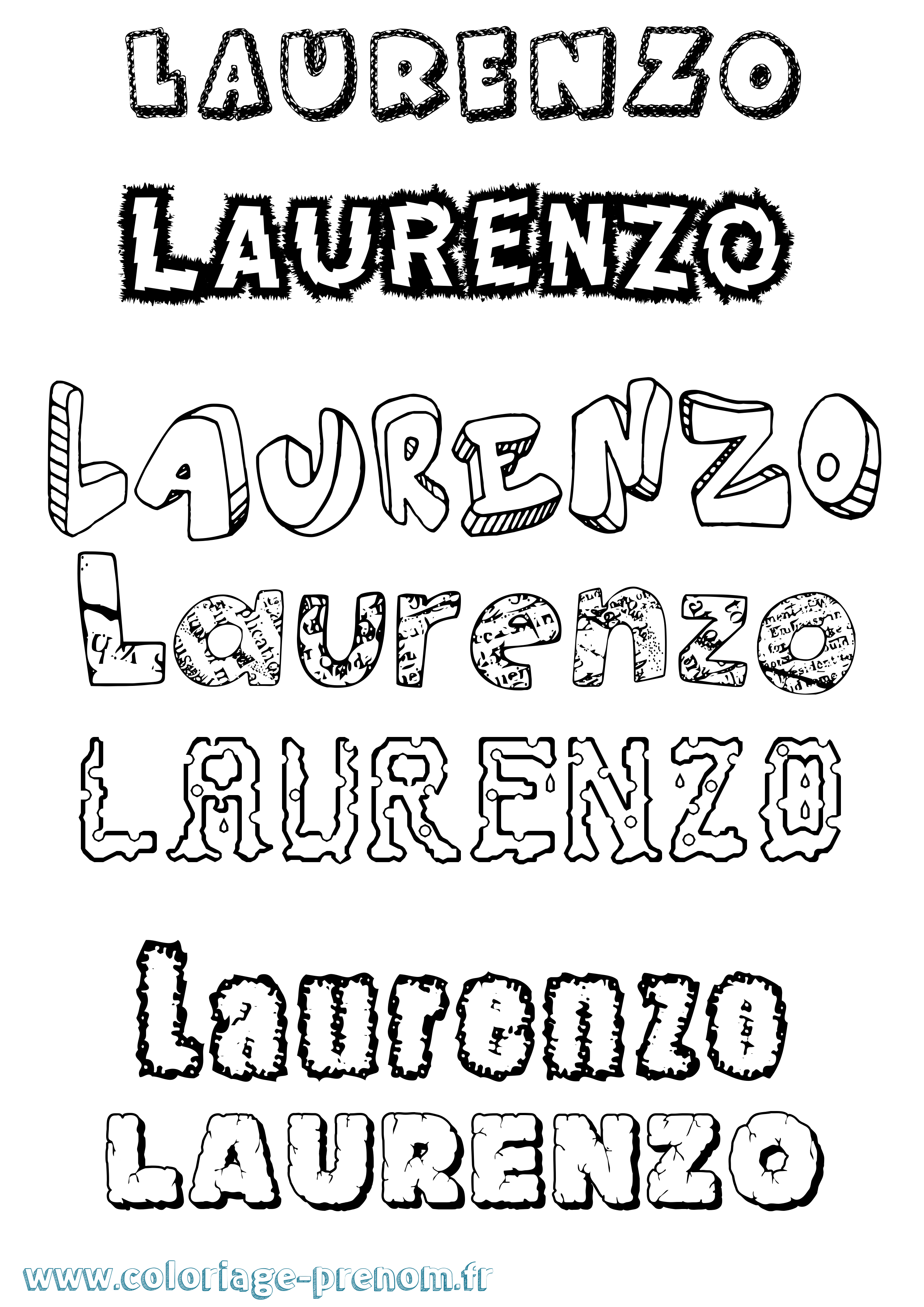 Coloriage Laurenzo Destructuré Coloriage prénom Laurenzo Destructuré