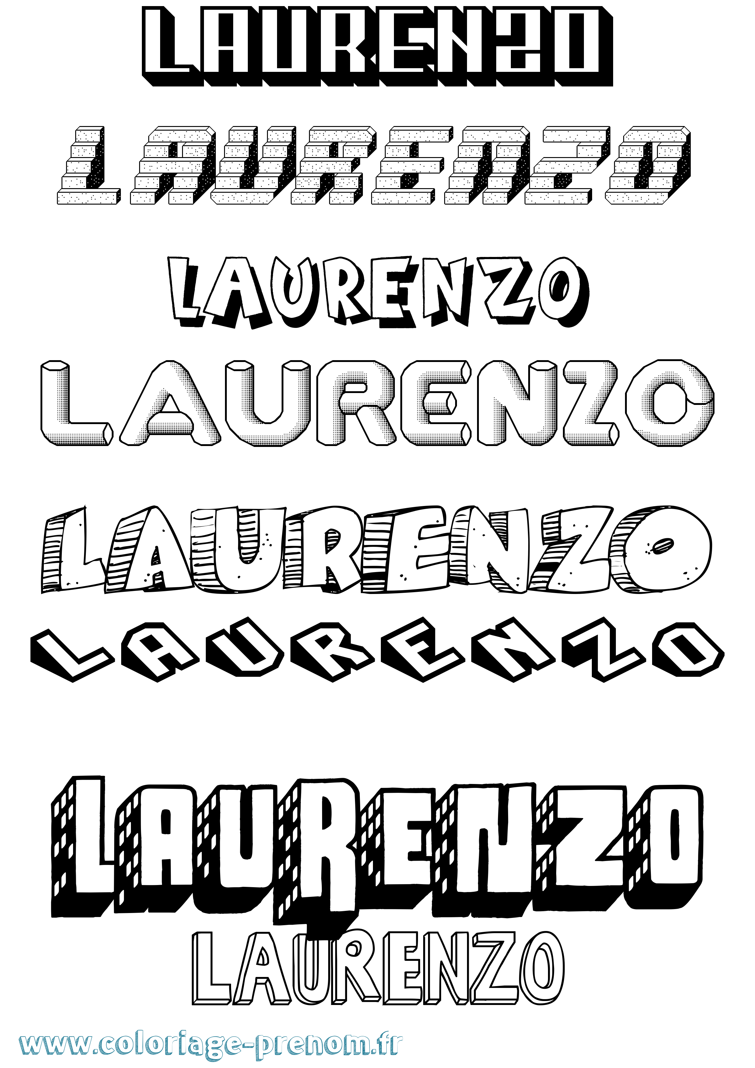 Coloriage Laurenzo Effet 3D Coloriage prénom Laurenzo Effet 3D