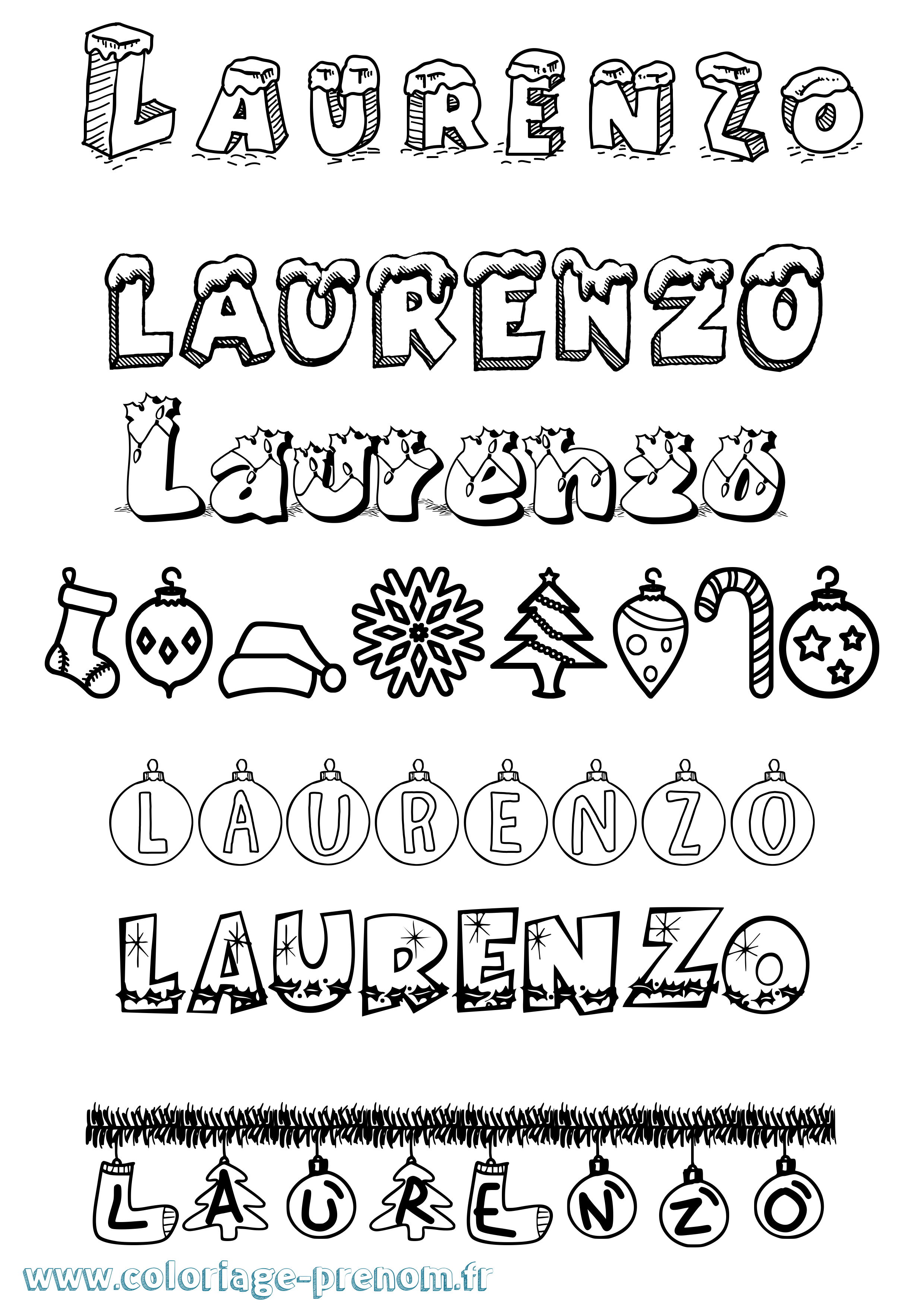 Coloriage Laurenzo Noël Coloriage prénom Laurenzo Noël