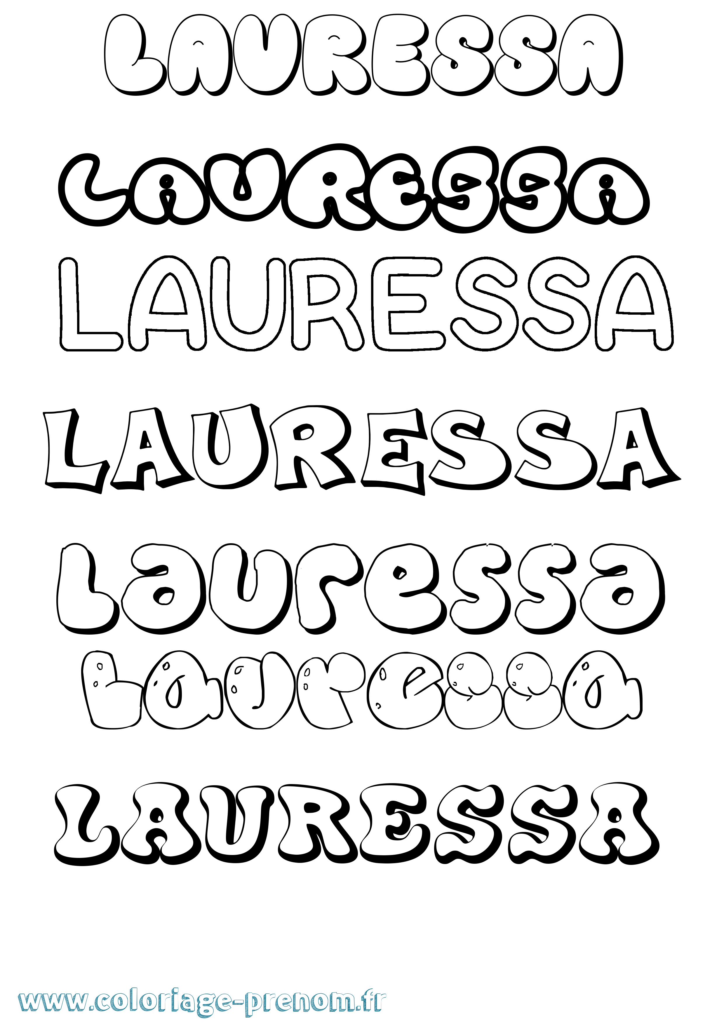Coloriage Lauressa Bubble Coloriage prénom Lauressa Bubble