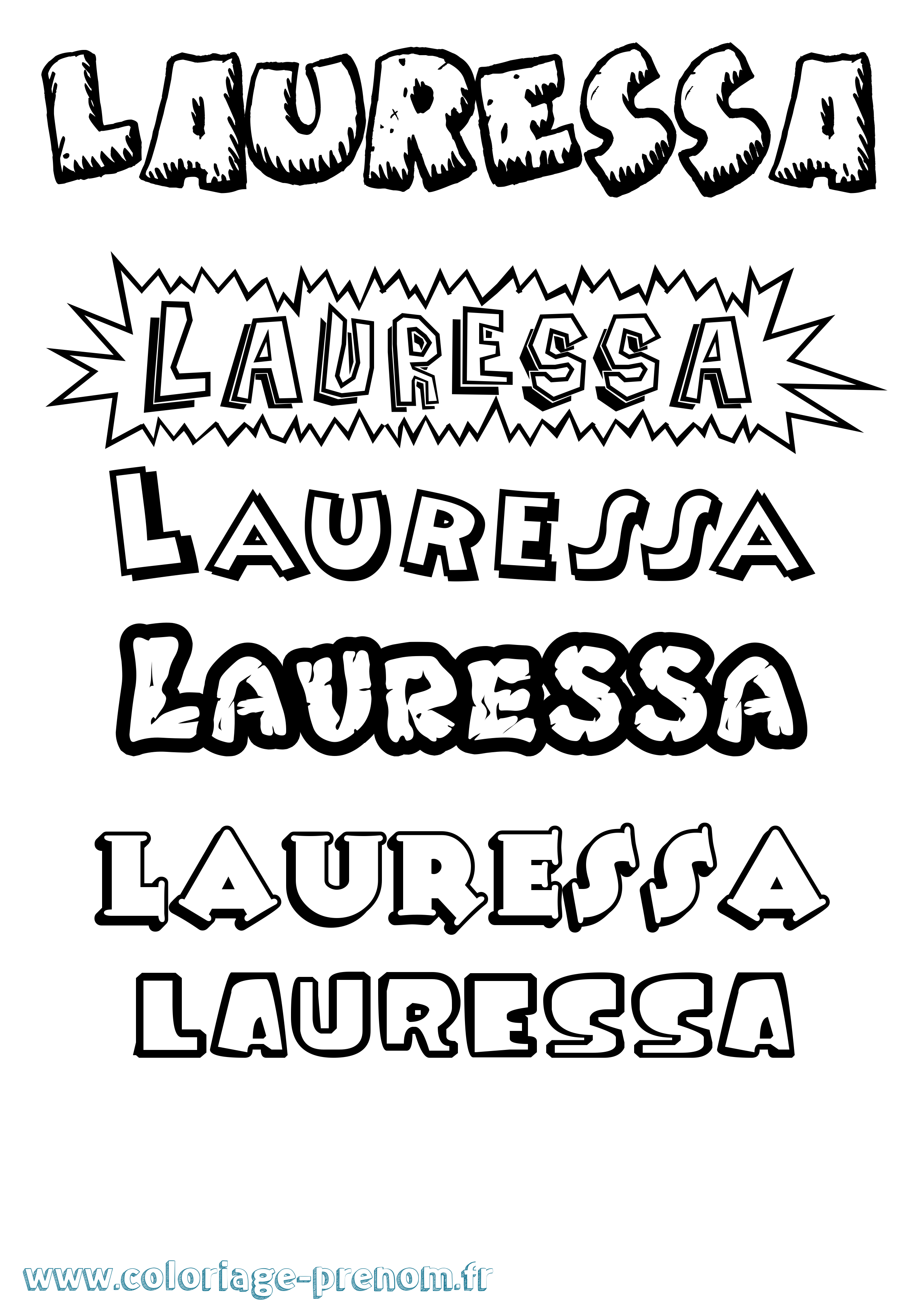 Coloriage Lauressa Dessin Animé Coloriage prénom Lauressa Dessin Animé