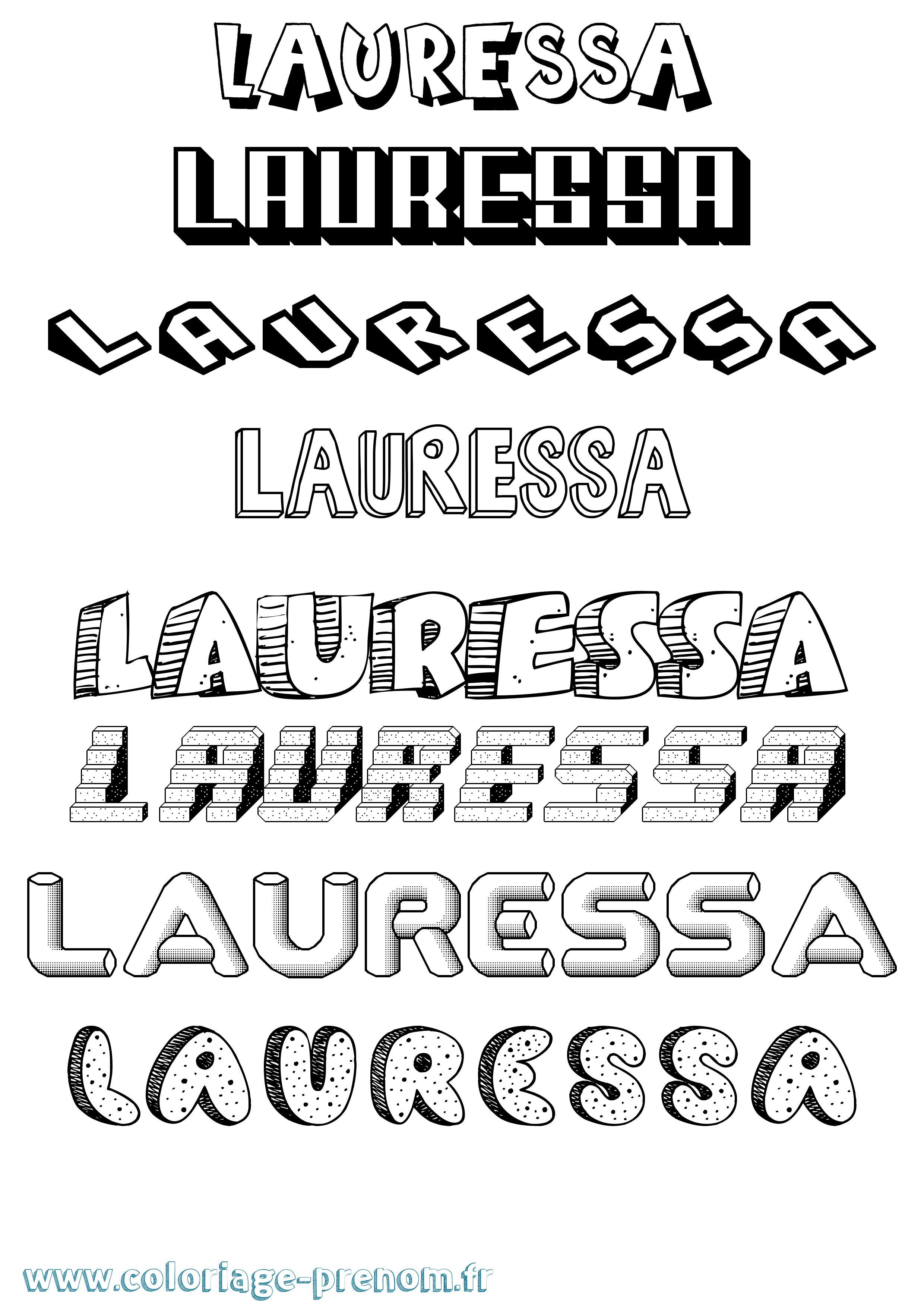 Coloriage Lauressa Effet 3D Coloriage prénom Lauressa Effet 3D