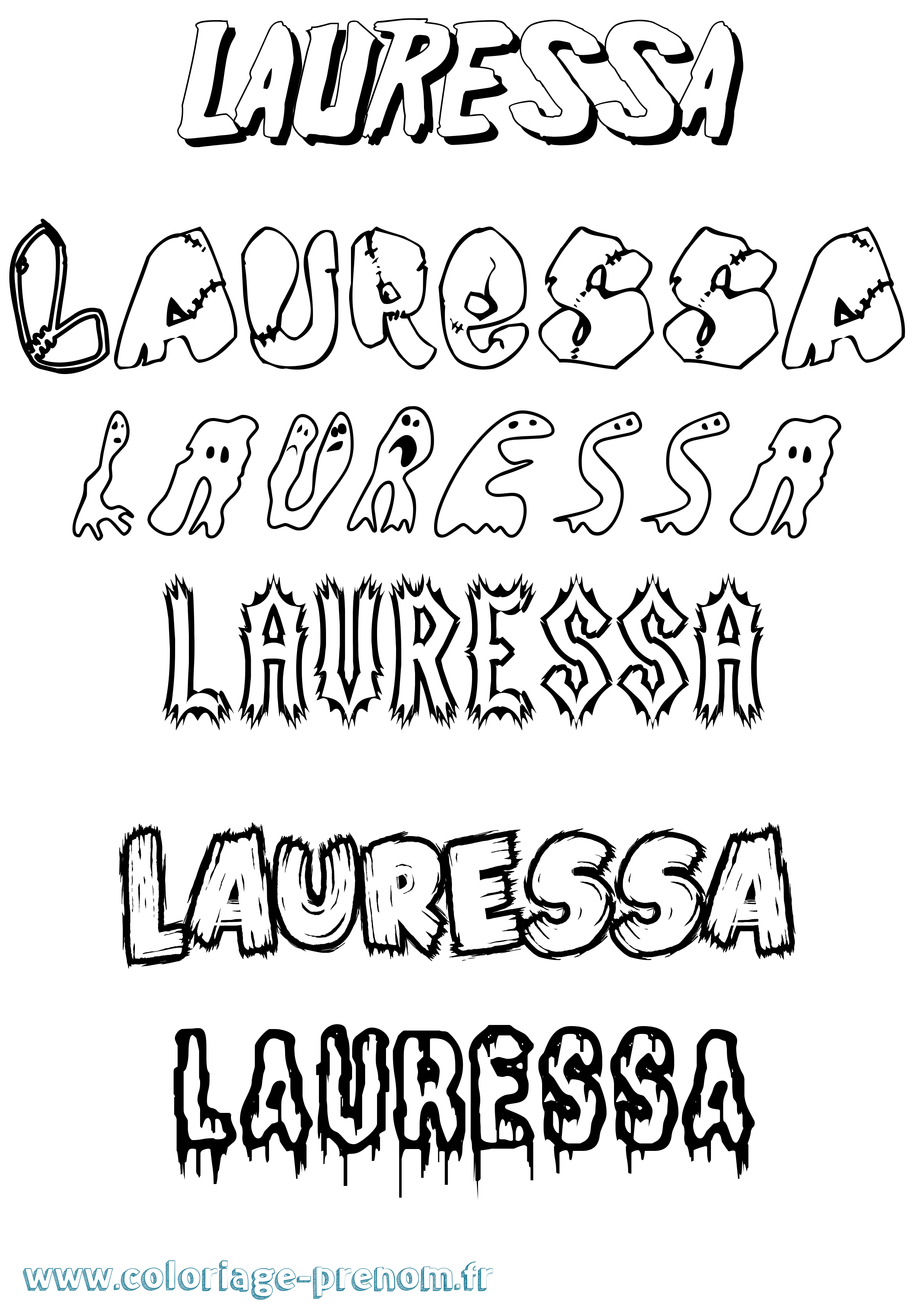 Coloriage Lauressa Frisson Coloriage prénom Lauressa Frisson