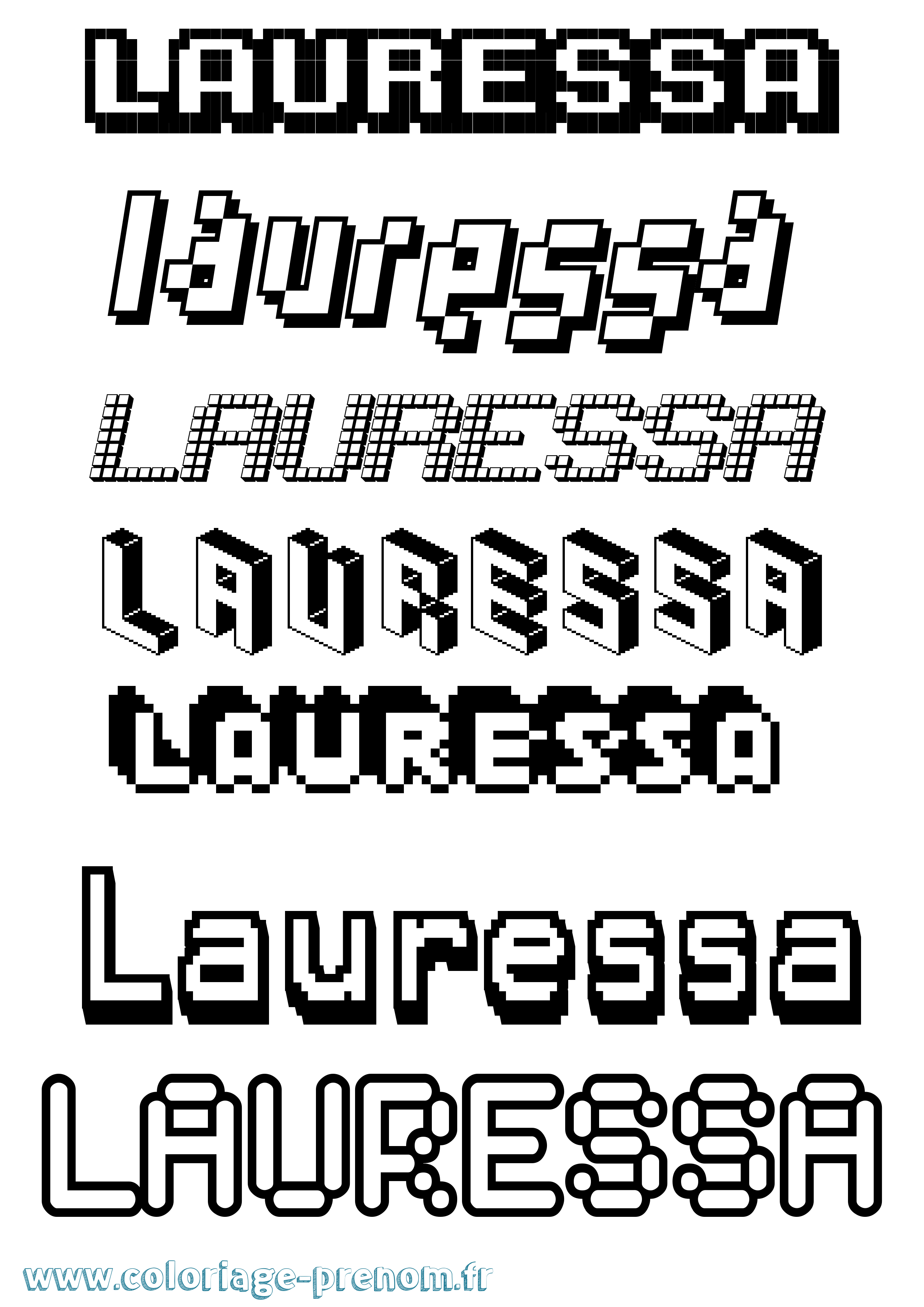 Coloriage Lauressa Pixel Coloriage prénom Lauressa Pixel
