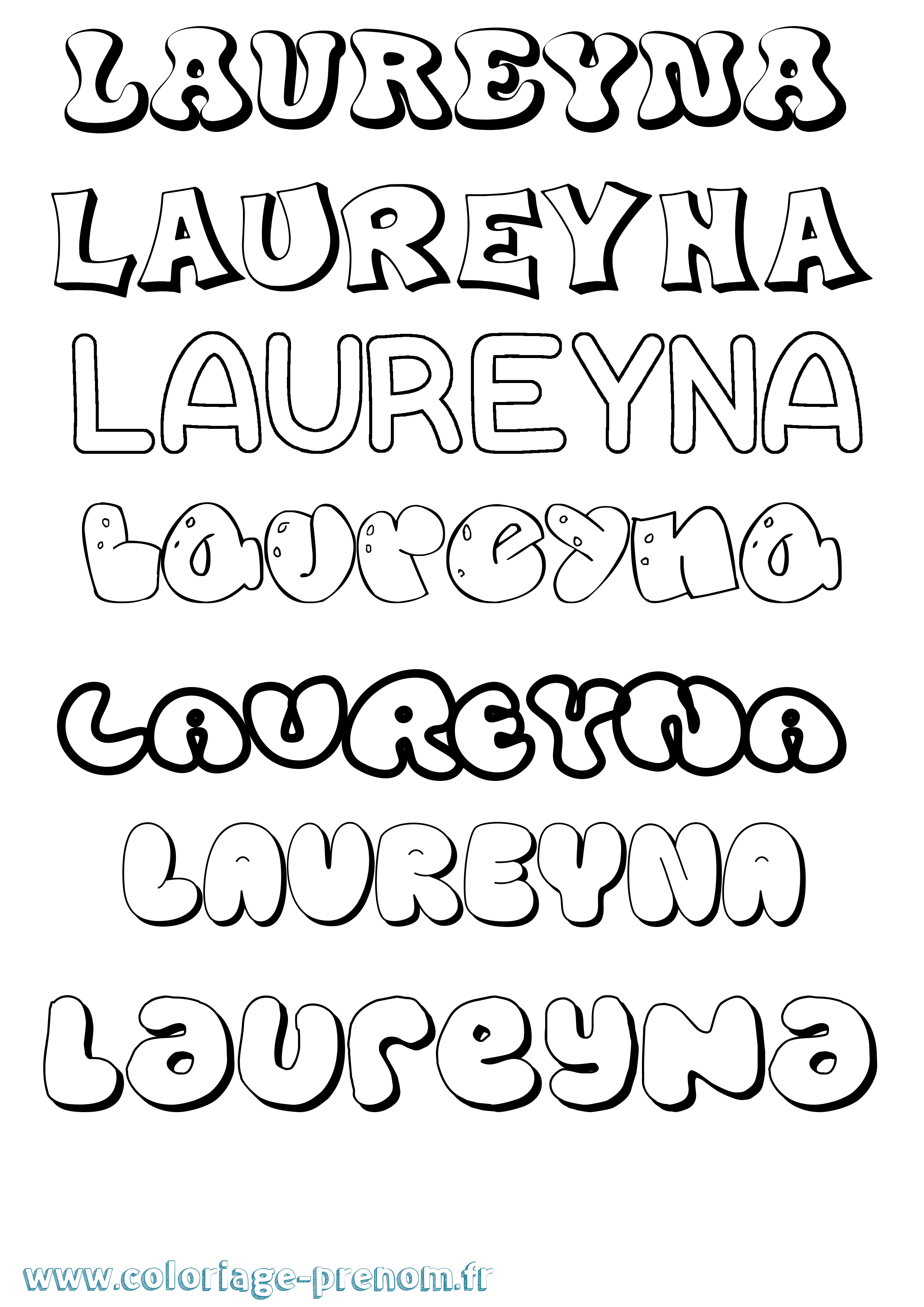 Coloriage Laureyna Bubble Coloriage prénom Laureyna Bubble